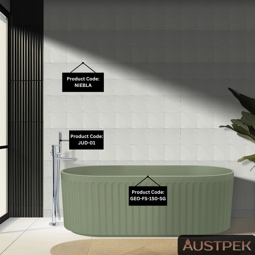 LINSOL GEORG FREESTANDING BATHTUB SAGE GREEN (AVAILABLE IN 1500MM AND 1700MM)