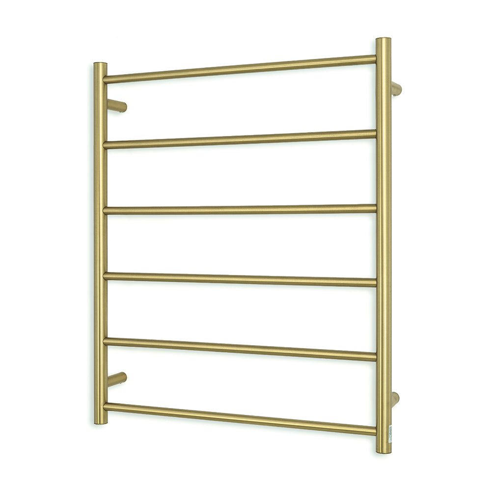 RADIANT HEATING 6-BARS ROUND NON-HEATED TOWEL RAIL BRUSHED GOLD 700MM