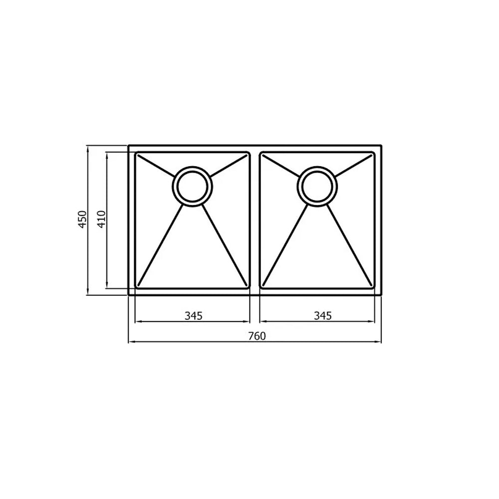 INSPIRE ARTE DOUBLE BOWL KITCHEN SINK BRUSHED GOLD 760MM