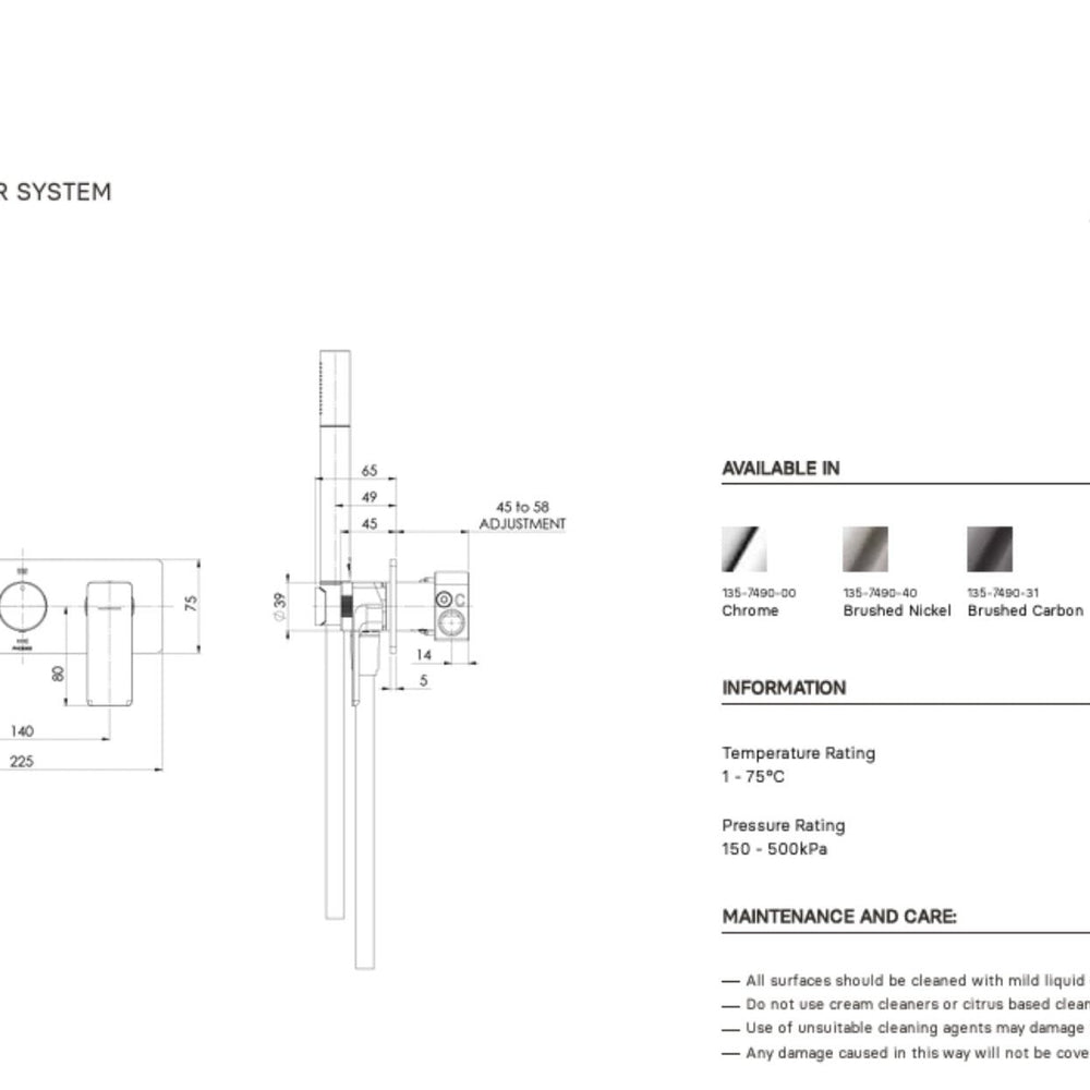 PHOENIX GLOSS MKII WALL SHOWER SYSTEM MATTE BLACK