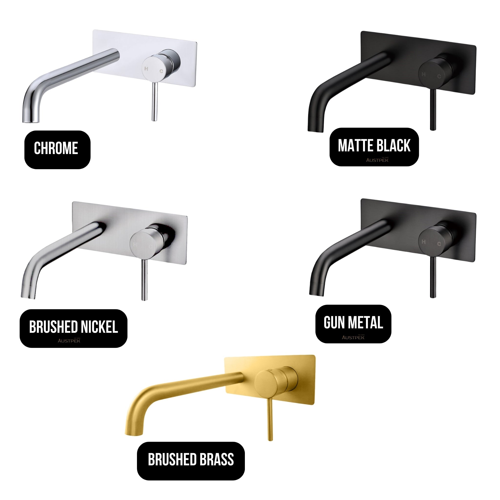 AQUAPERLA LUCID PIN WALL MIXER WITH SPOUT 200MM BRUSHED NICKEL