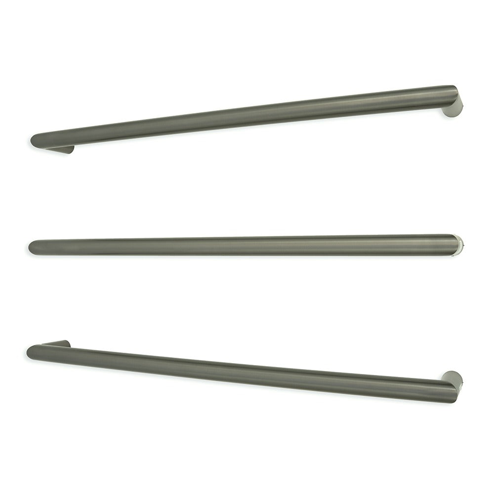 RADIANT HEATING ROUND HEATED SINGLE TOWEL RAIL GUN METAL GREY 650MM AND 800MM