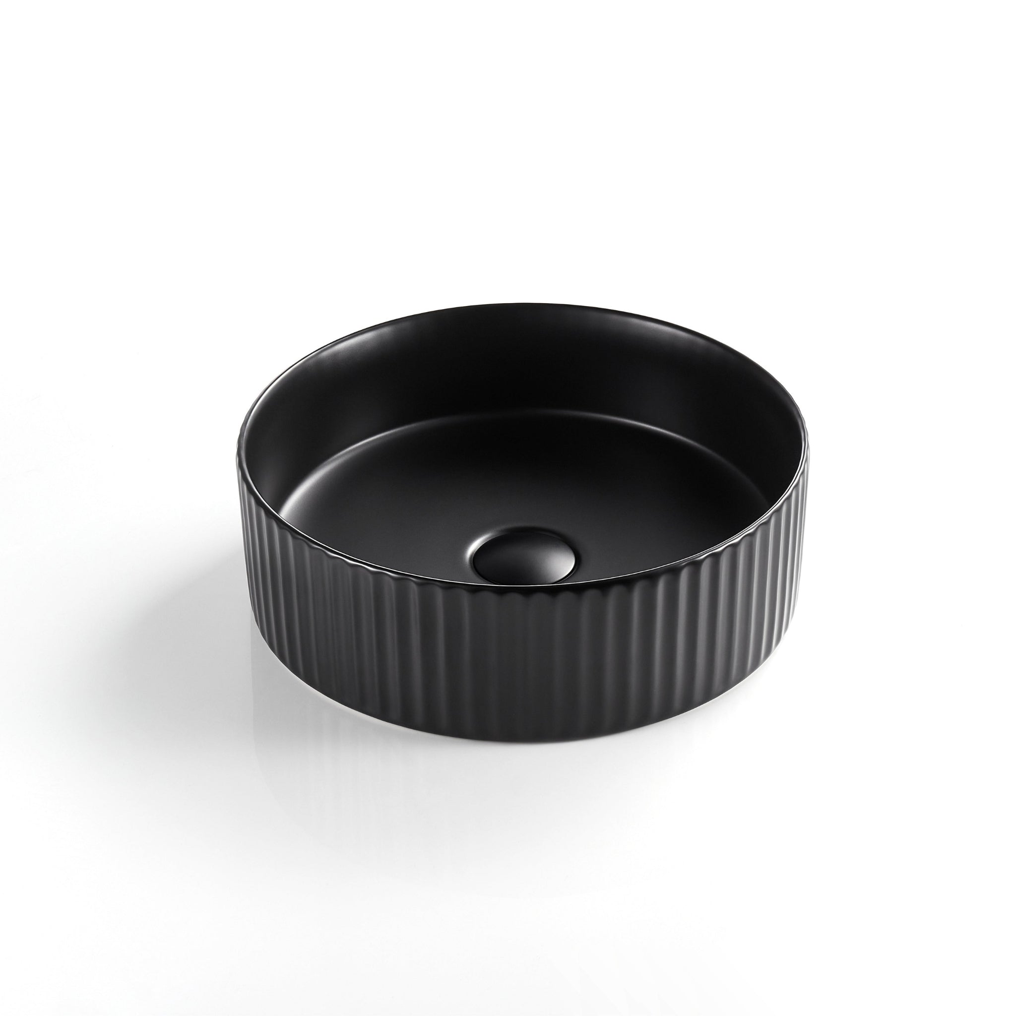 VITO GENEVA FLUTED ABOVE COUNTER BASIN MATTE BLACK 360MM