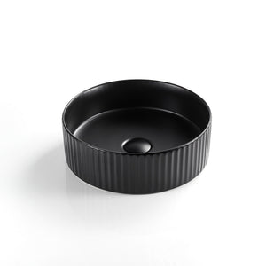 VITO GENEVA FLUTED ABOVE COUNTER BASIN MATTE BLACK 360MM