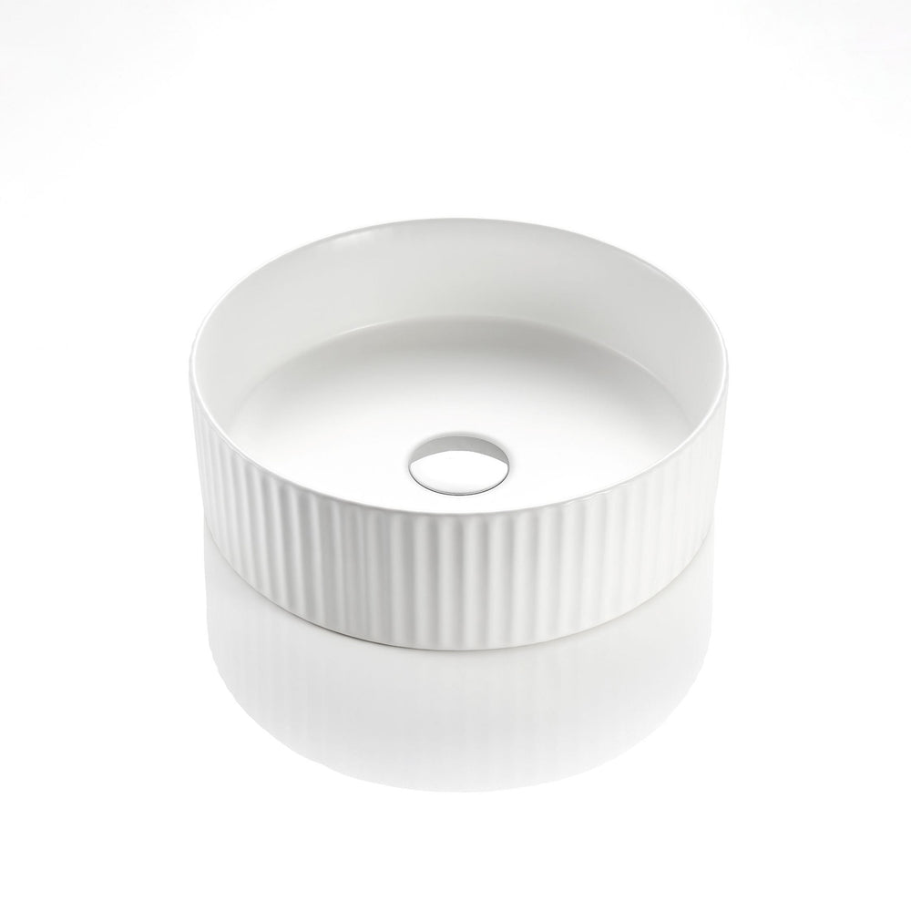 VITO GENEVA FLUTED ABOVE COUNTER BASIN MATTE WHITE 360MM