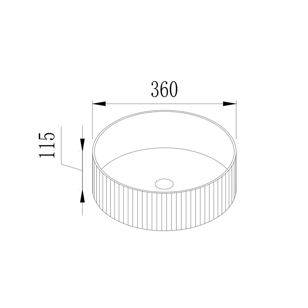 VITO GENEVA FLUTED ABOVE COUNTER BASIN MATTE WHITE 360MM