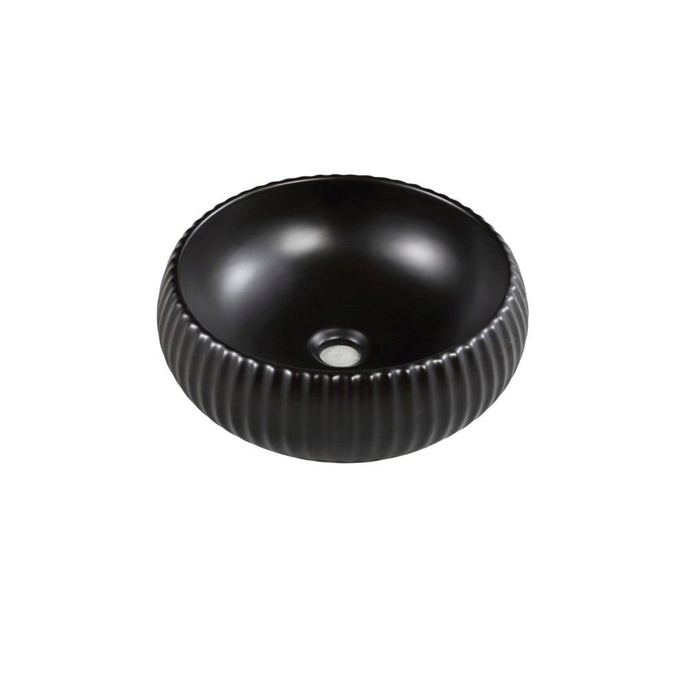 VITO GENEVA FLUTED ABOVE COUNTER BASIN MATTE BLACK 400MM