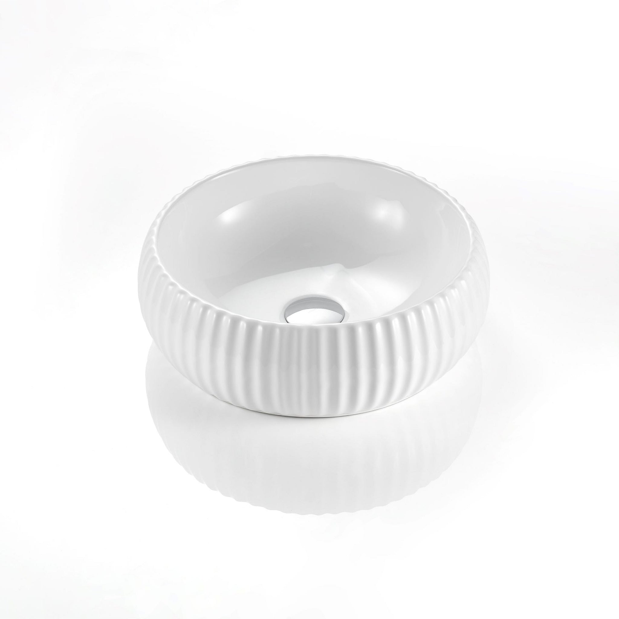 VITO GENEVA FLUTED ABOVE COUNTER BASIN MATTE WHITE 400MM