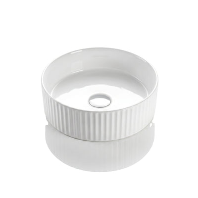 VITO GENEVA FLUTED ROUND ABOVE COUNTER BASIN GLOSS WHITE 400MM