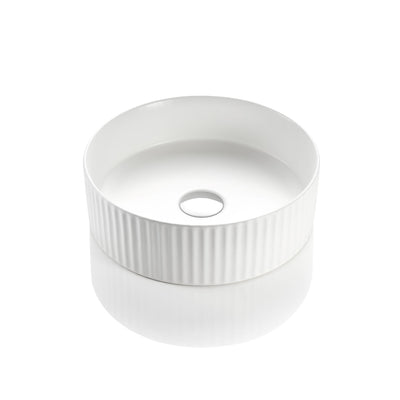 VITO GENEVA FLUTED ROUND ABOVE COUNTER BASIN MATTE WHITE 400MM