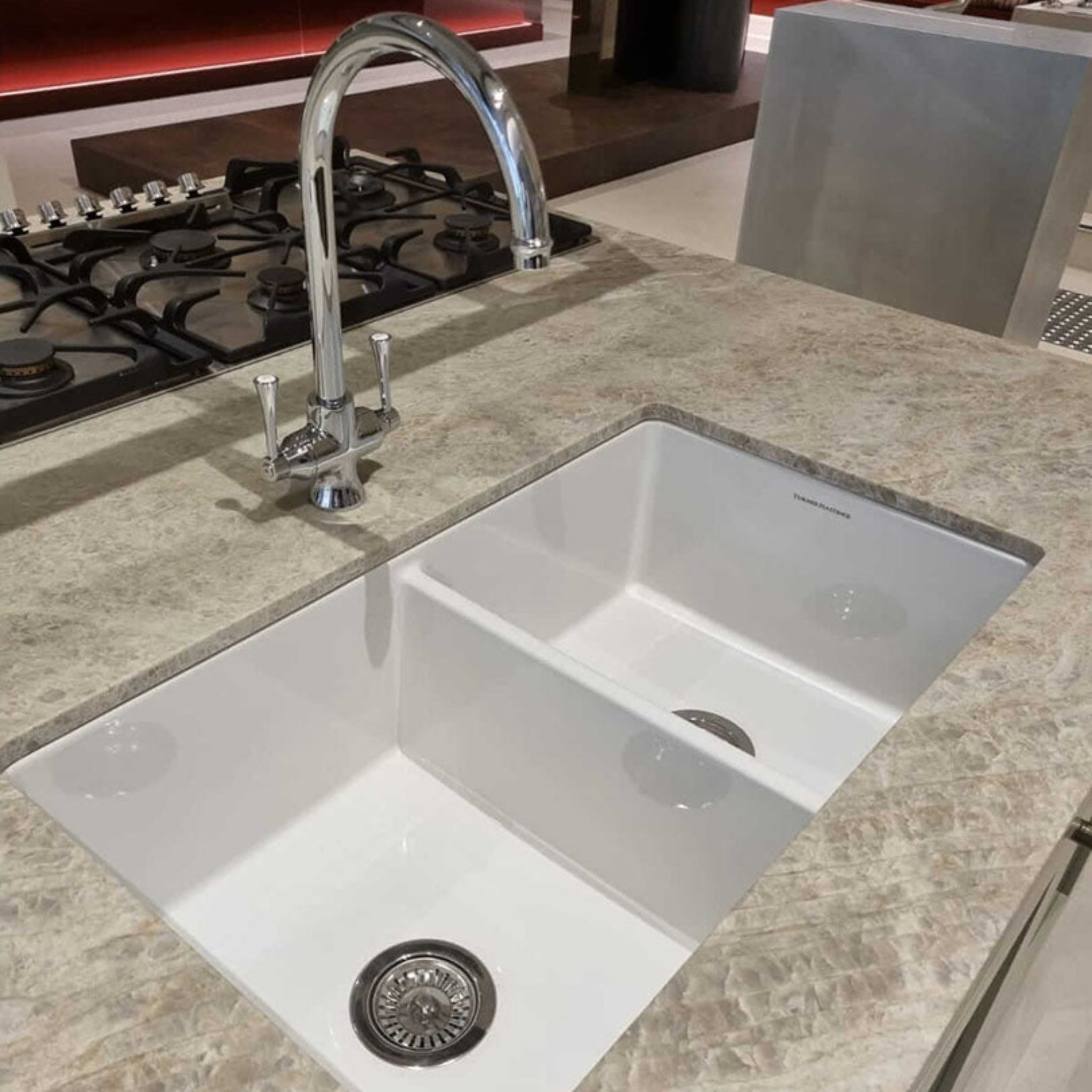 TURNER HASTINGS GOSFORD DOUBLE SINK MIXER 390MM CHROME