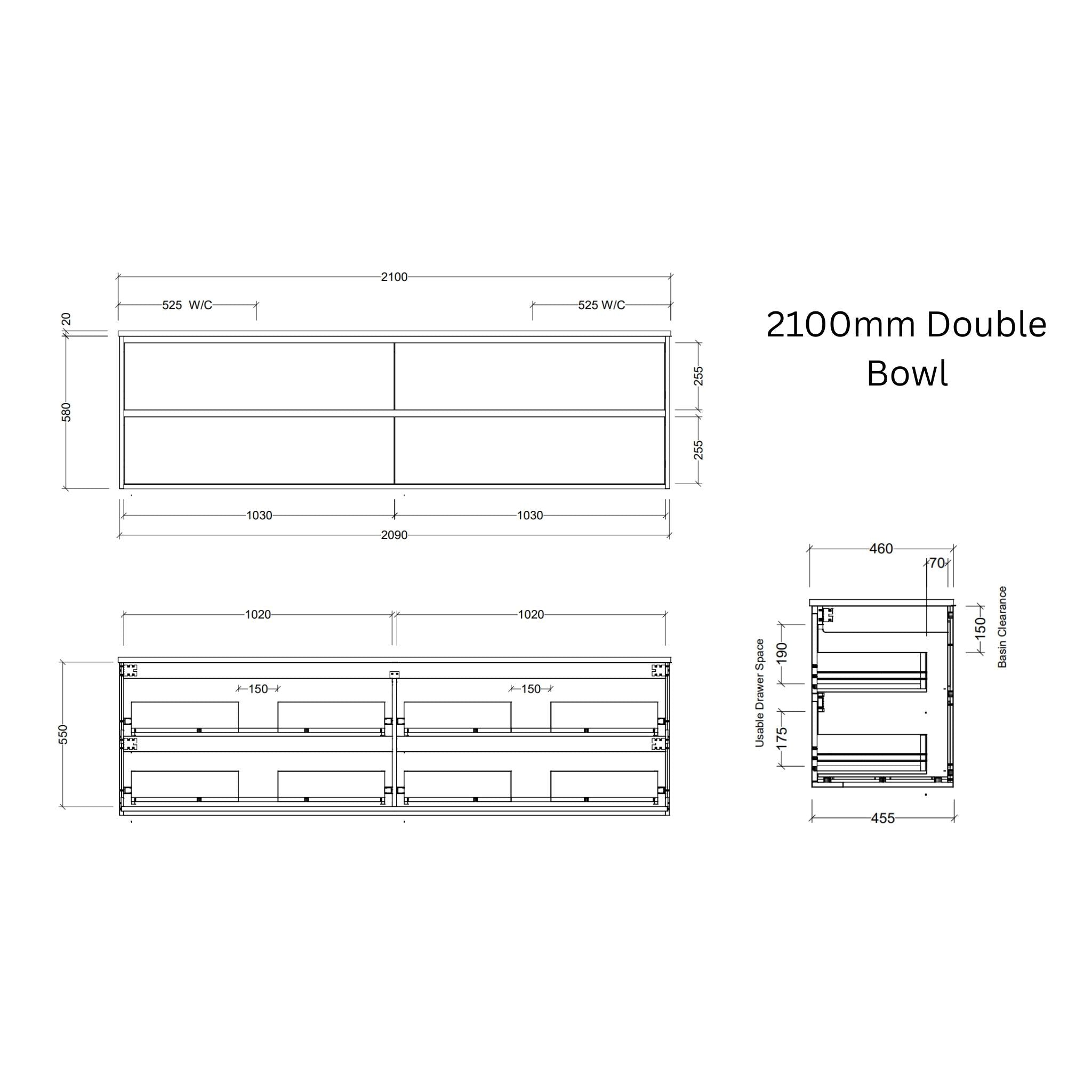 TIMBERLINE GRANGE CUSTOM WALL HUNG VANITY (ALL SIZING)
