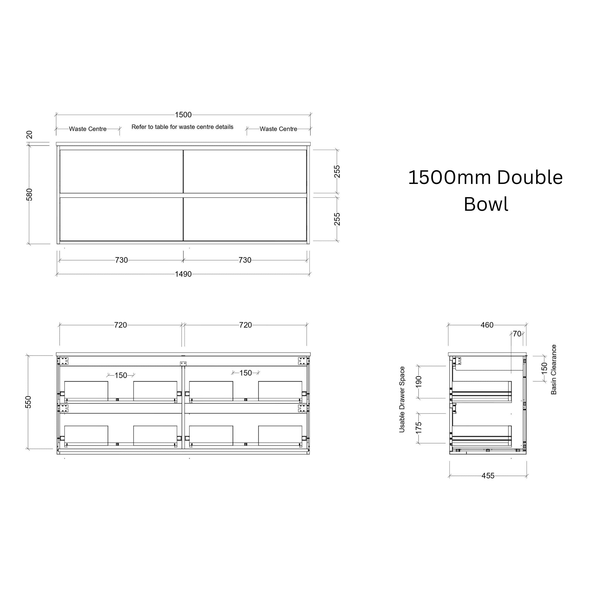 TIMBERLINE GRANGE CUSTOM WALL HUNG VANITY (ALL SIZING)