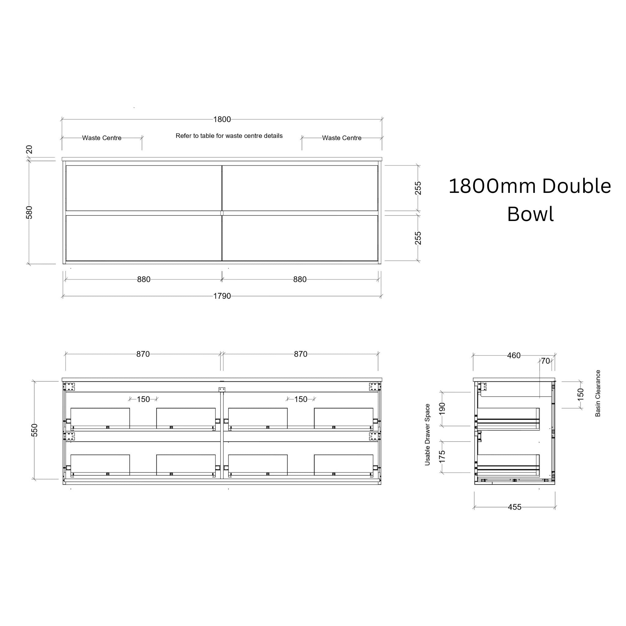 TIMBERLINE GRANGE CUSTOM WALL HUNG VANITY (ALL SIZING)