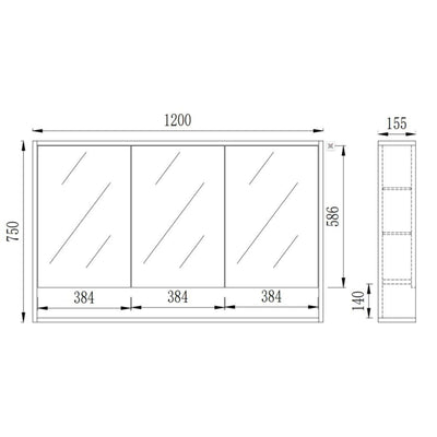 POSEIDON GRACE CLASSIC OAK MIRROR SHAVING CABINET 1200X750MM