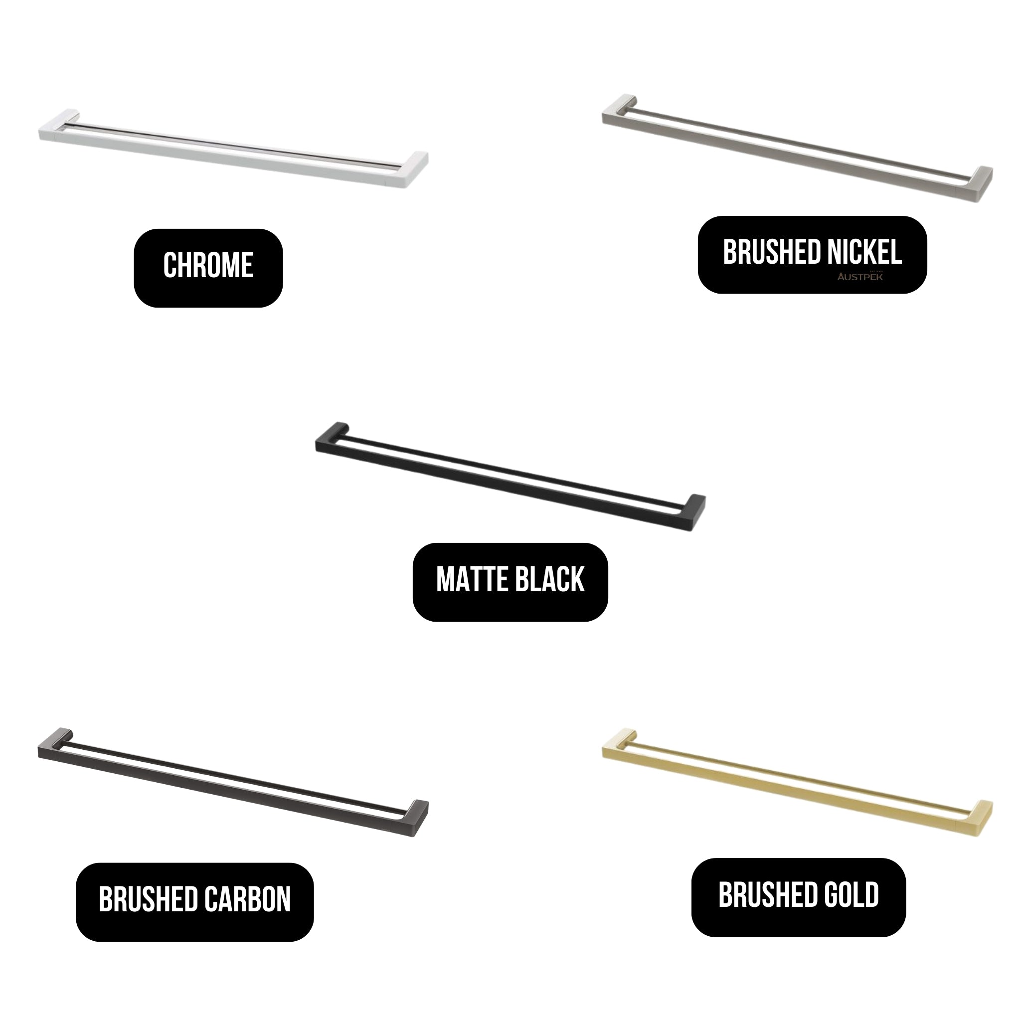 PHOENIX GLOSS DOUBLE NON-HEATED TOWEL RAIL BRUSHED GOLD 800MM