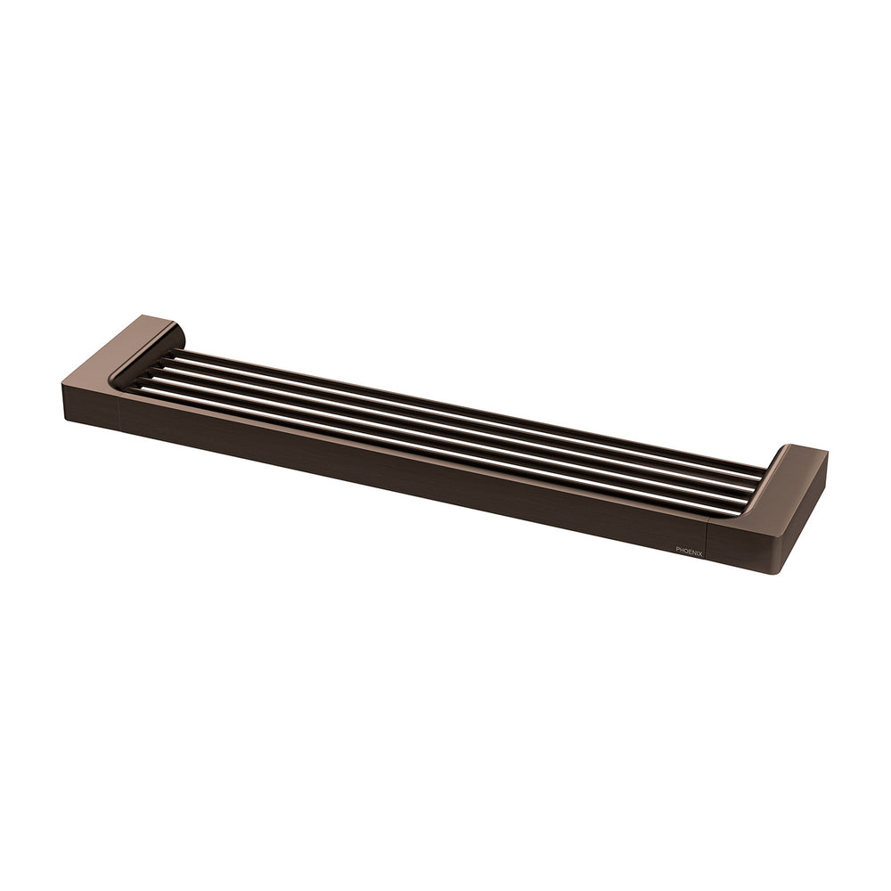 PHOENIX GLOSS SHOWER SHELF 400MM BRUSHED BRONZE
