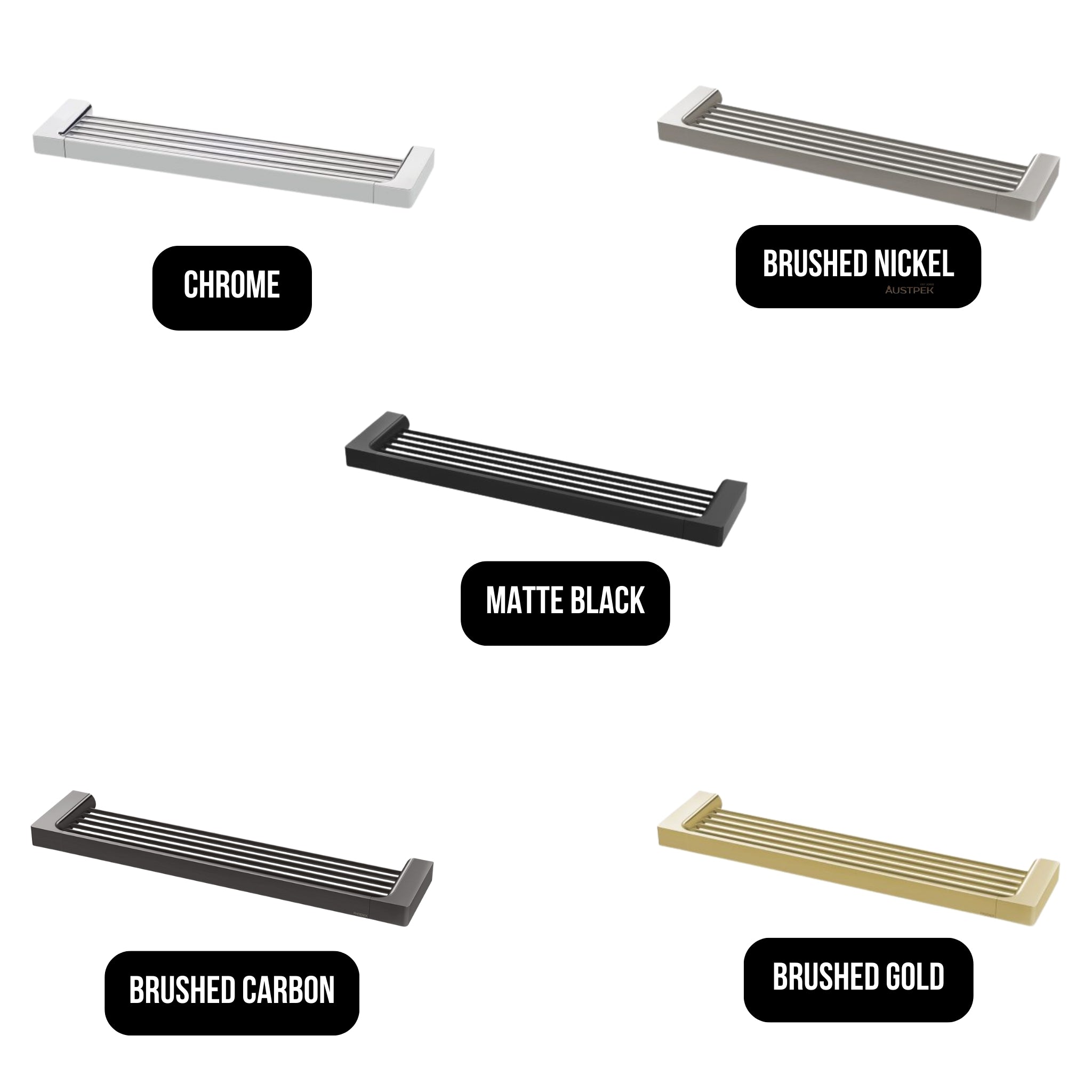 PHOENIX GLOSS SHOWER SHELF BRUSHED GOLD 400MM