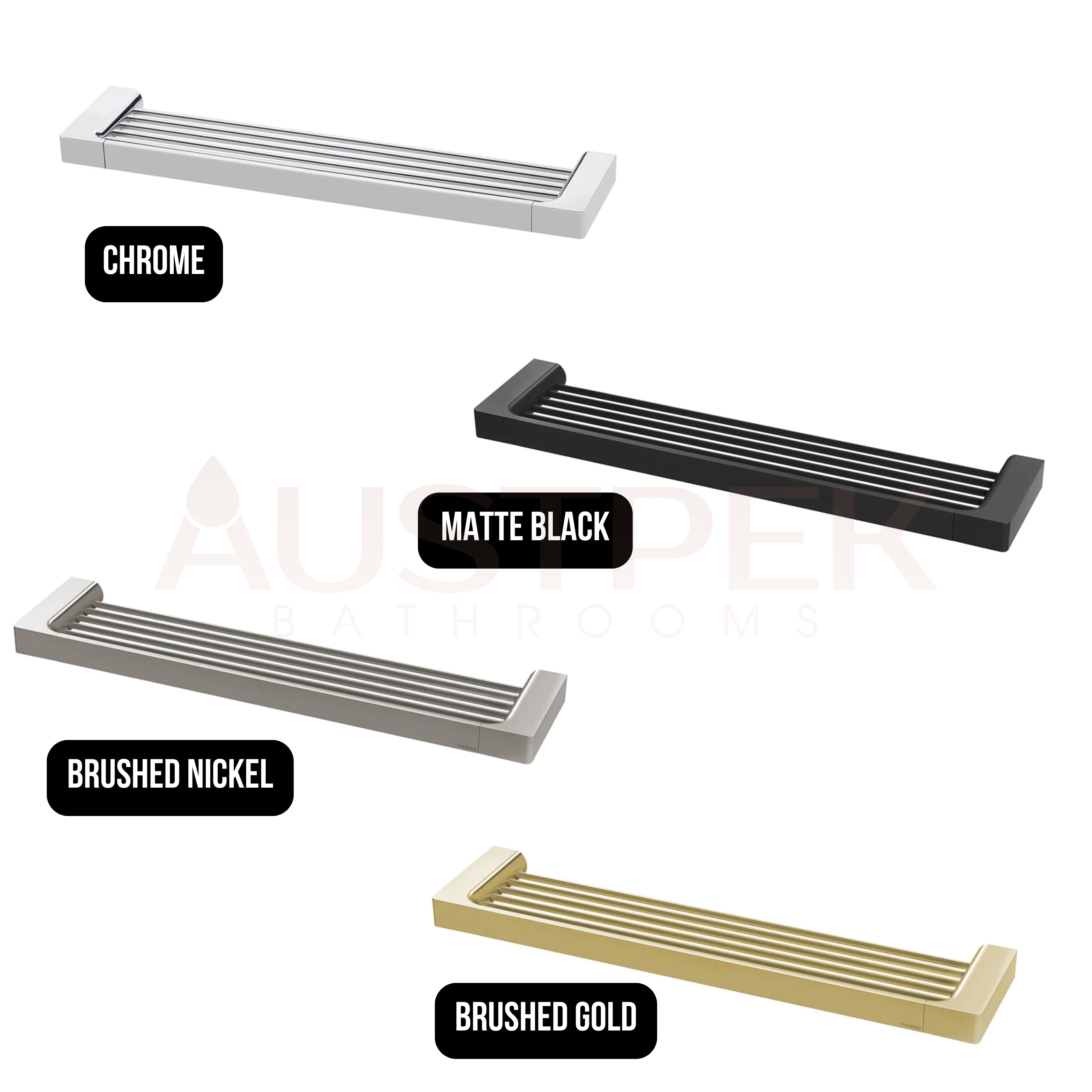 PHOENIX GLOSS SHOWER SHELF MATTE BLACK 400MM