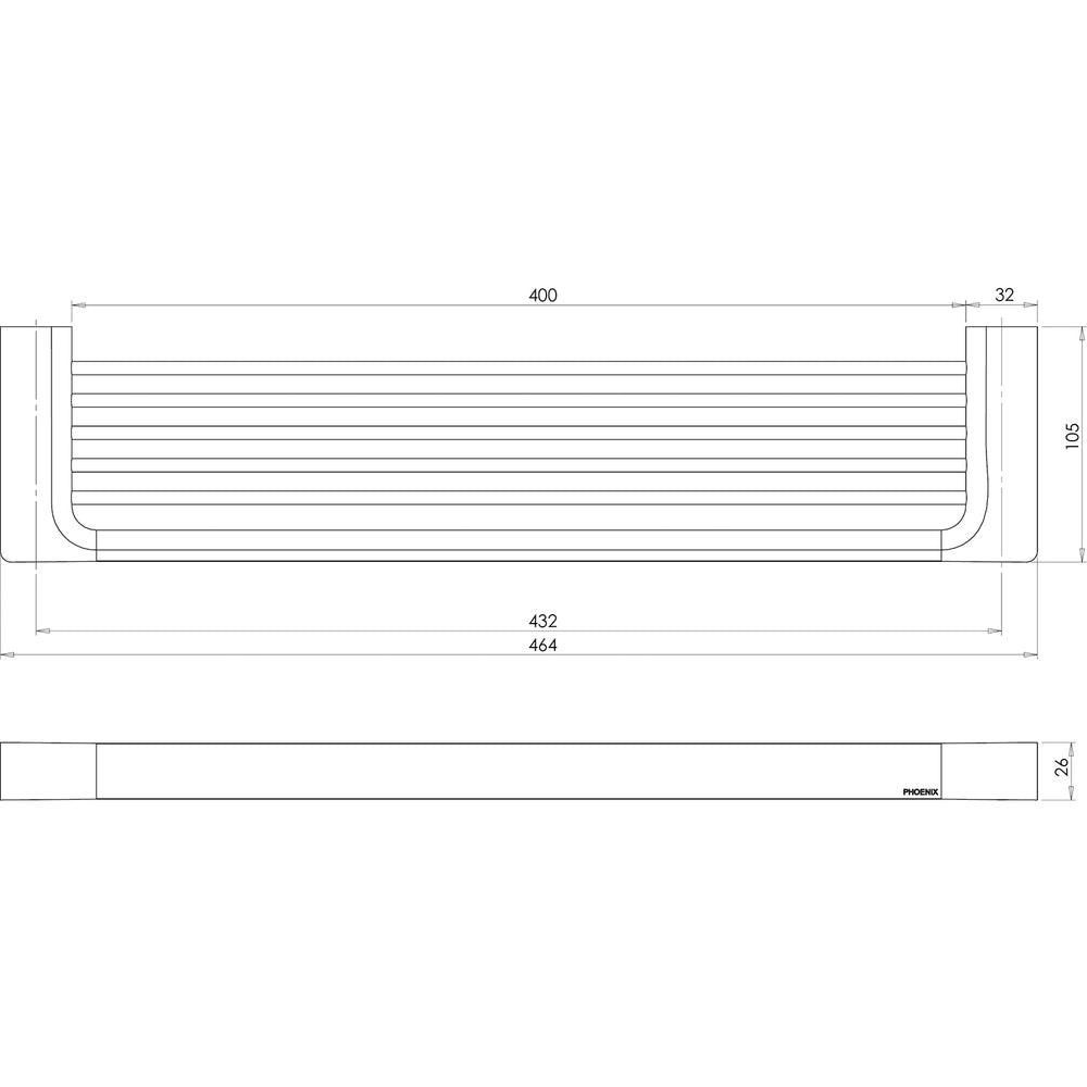 PHOENIX GLOSS SHOWER SHELF 400MM BRUSHED BRONZE