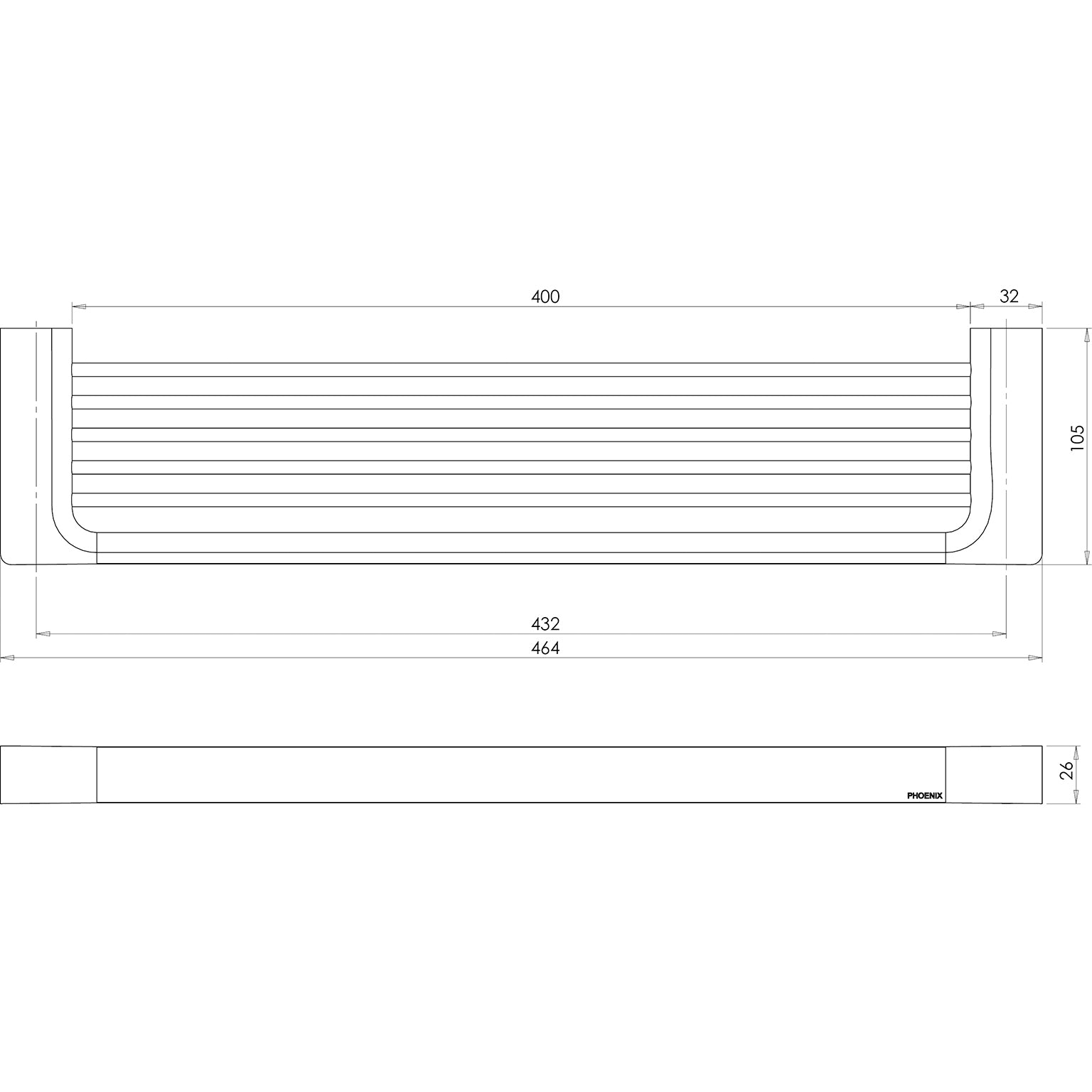 PHOENIX GLOSS SHOWER SHELF 400MM BRUSHED BRONZE