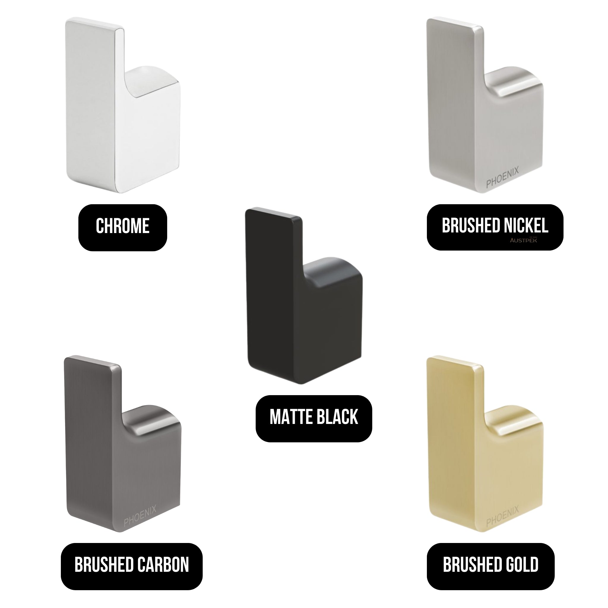 PHOENIX GLOSS ROBE HOOK MATTE BLACK 53MM