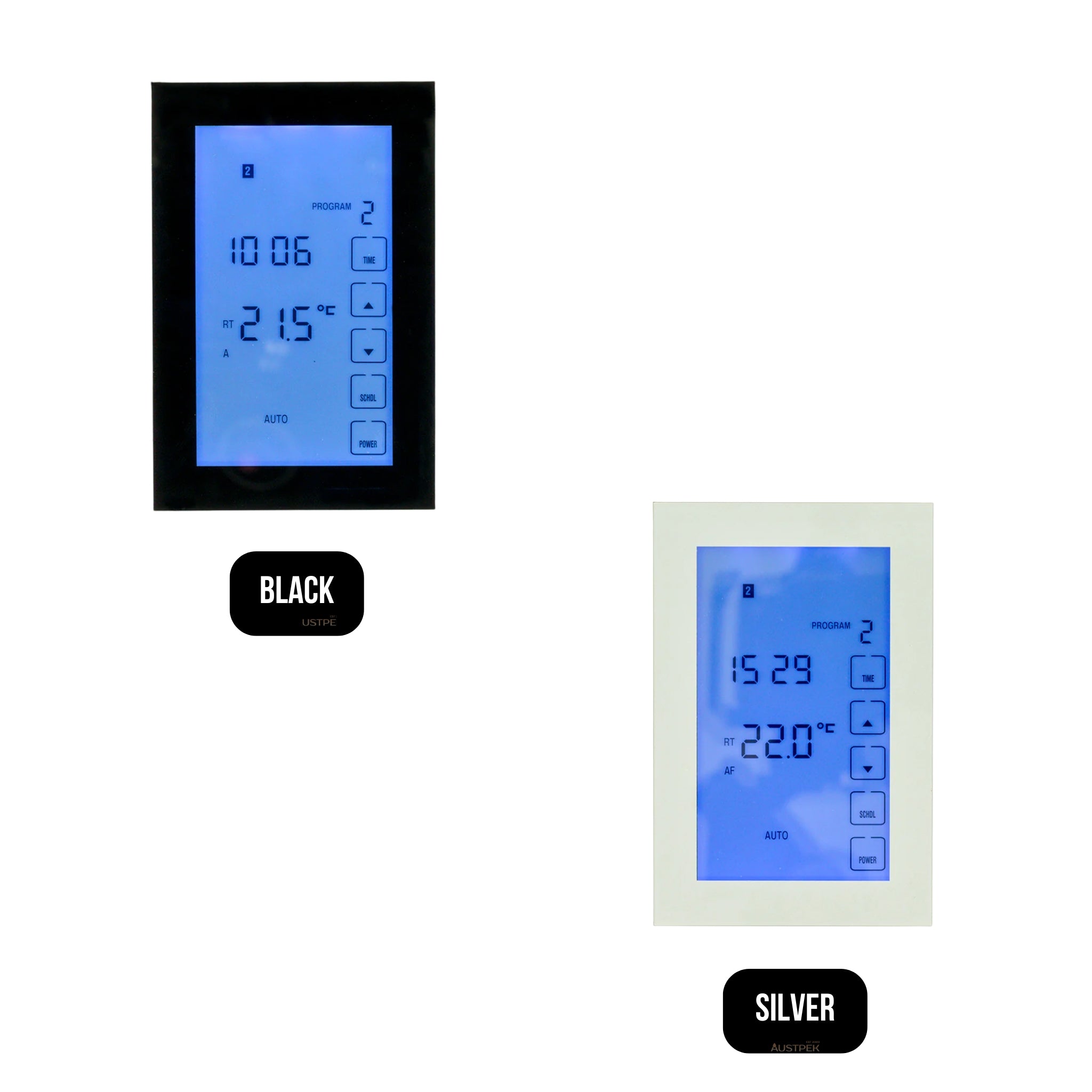 RADIANT HEATING PREMIUM VERTICAL/HORIZONTAL DUAL TIMER/THERMOSTAT SILVER 120MM