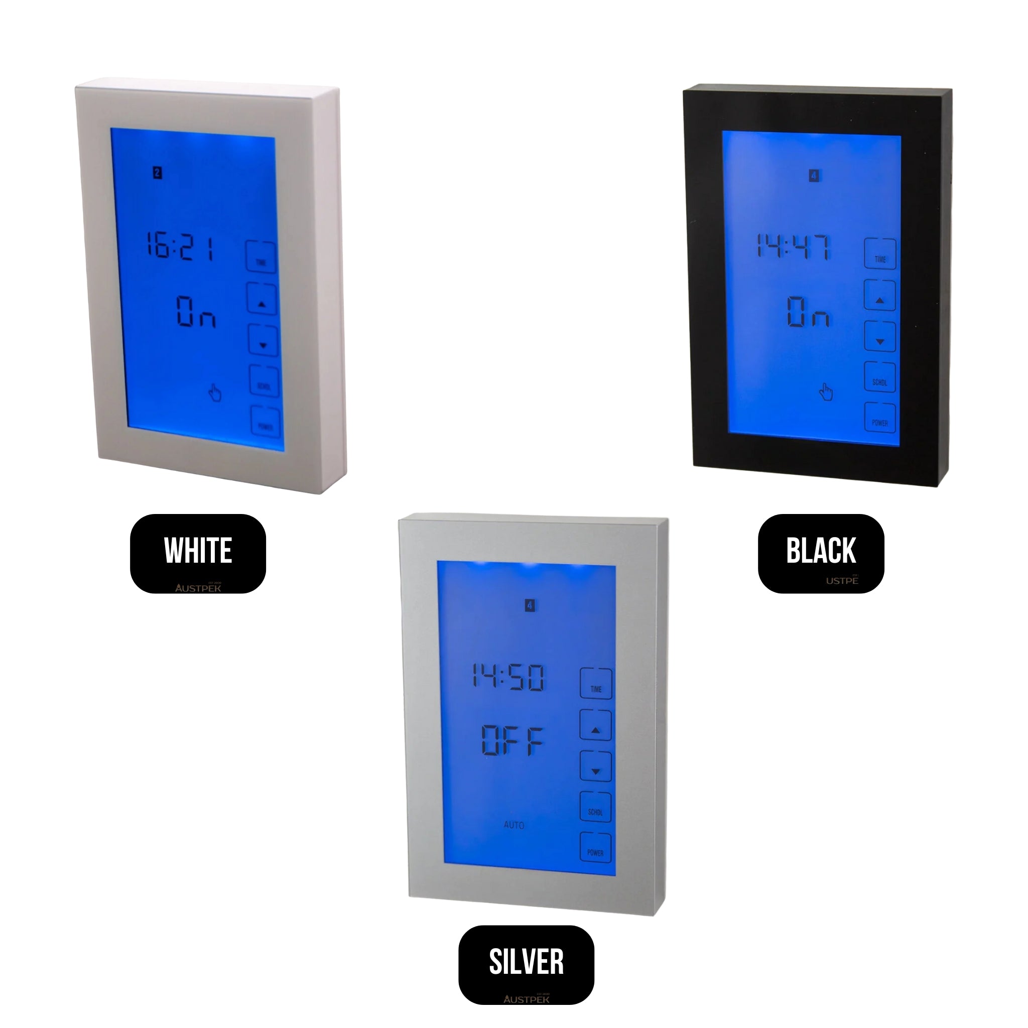 RADIANT HEATING PREMIUM HORIZONTAL / VERTICAL DIGITAL TIMER SWITCH BLACK 120MM