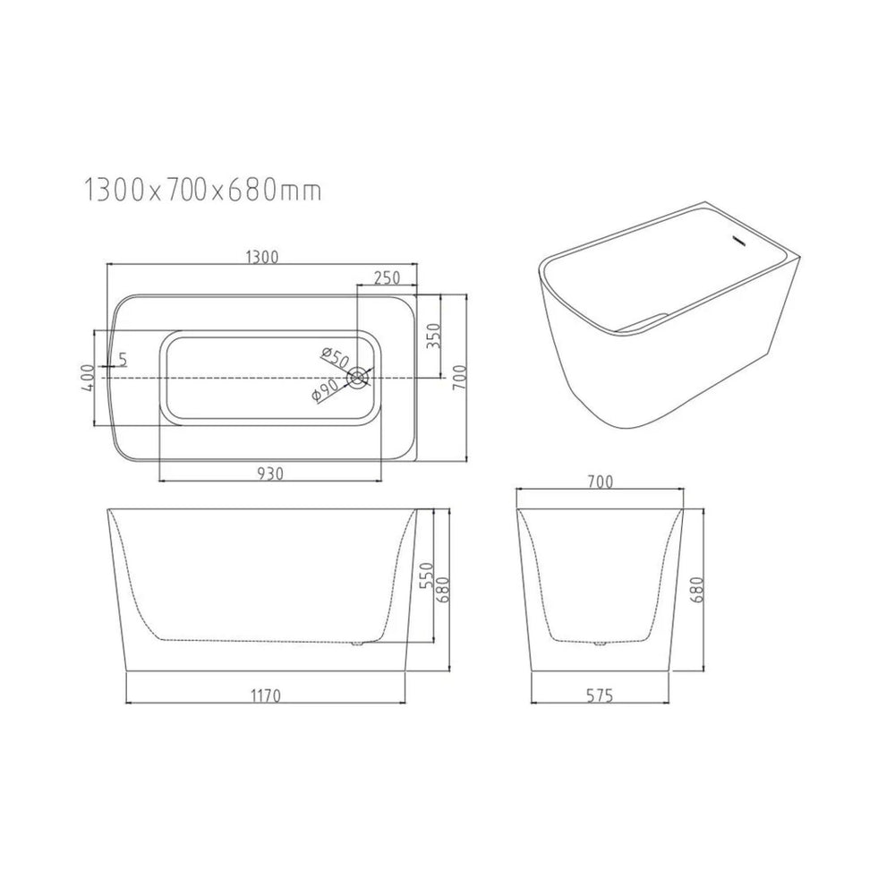 MERCIO HARVARD RIGHT CORNER BATHTUB GLOSS WHITE (AVAILABLE IN 1000MM, 1100MM AND 1300MM)