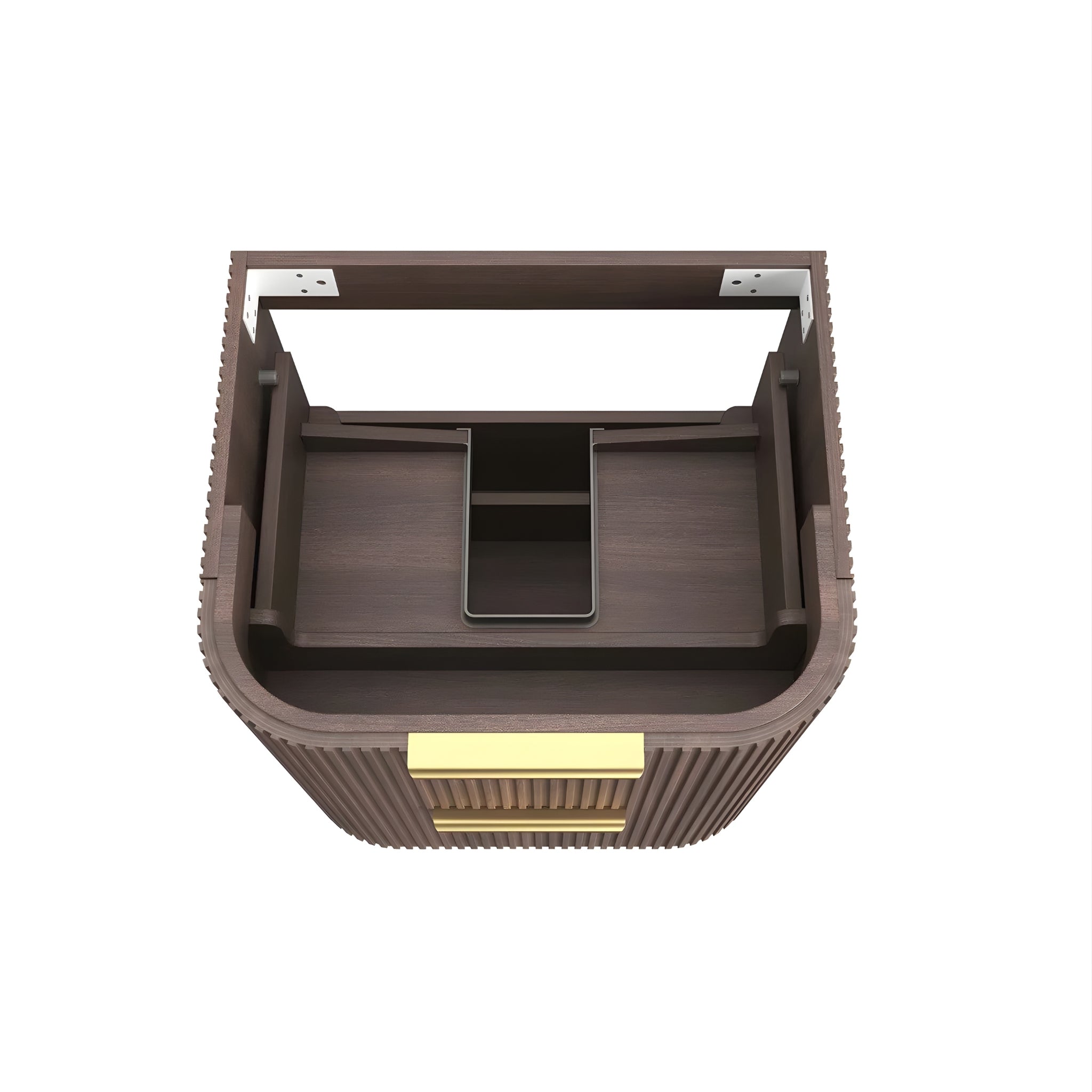 OTTI HAVANA SABLE WALNUT FLUTED 600MM CURVE SINGLE BOWL WALL HUNG VANITY