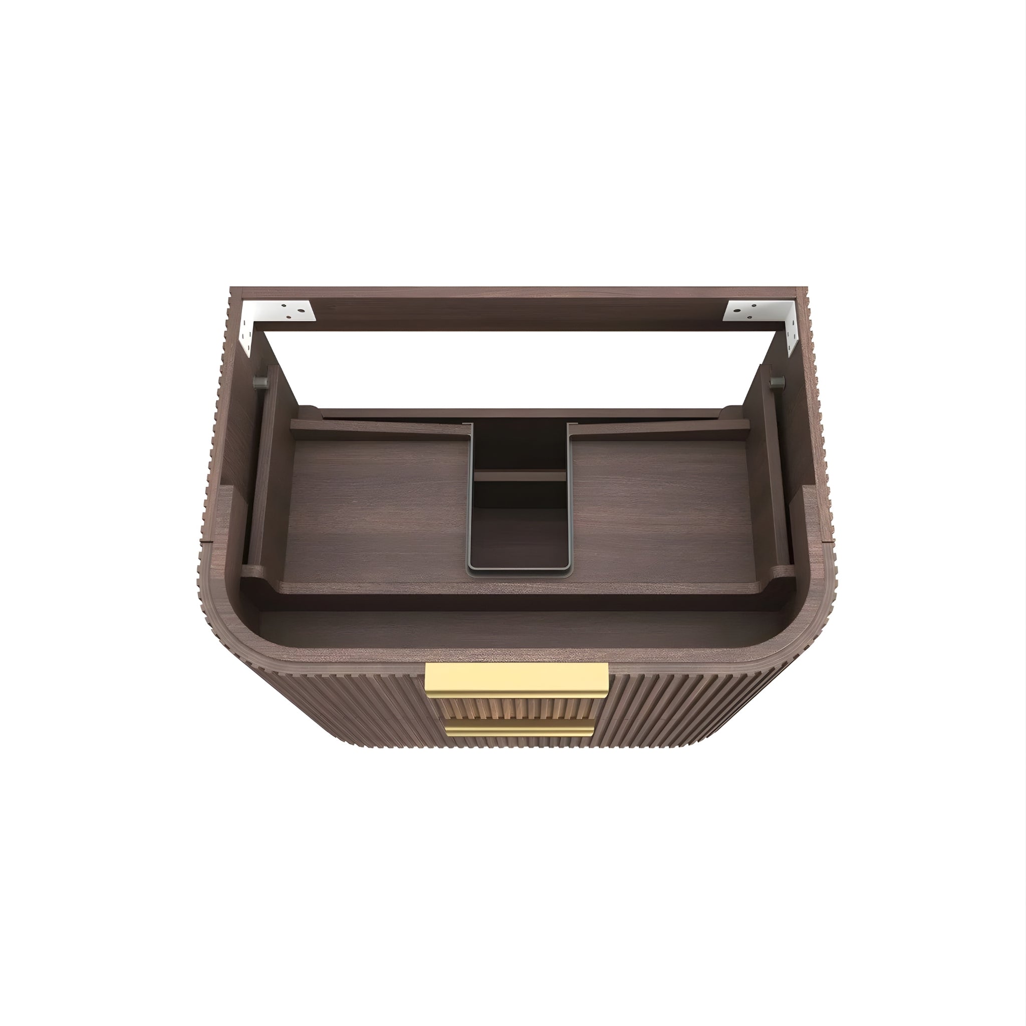 OTTI HAVANA SABLE WALNUT FLUTED 750MM CURVE SINGLE BOWL WALL HUNG VANITY