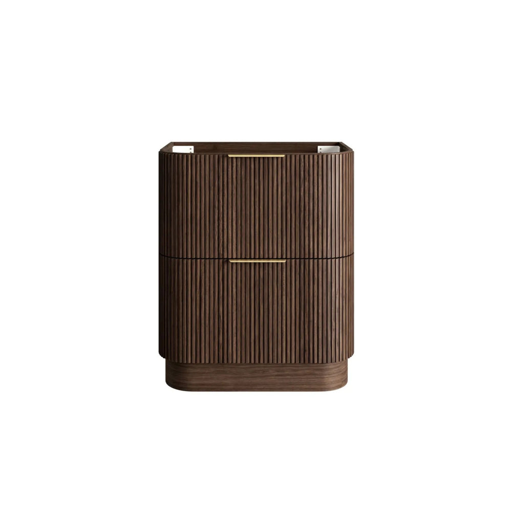 OTTI HAVANA SABLE WALNUT FLUTED 750MM CURVE SINGLE BOWL FLOOR STANDING VANITY