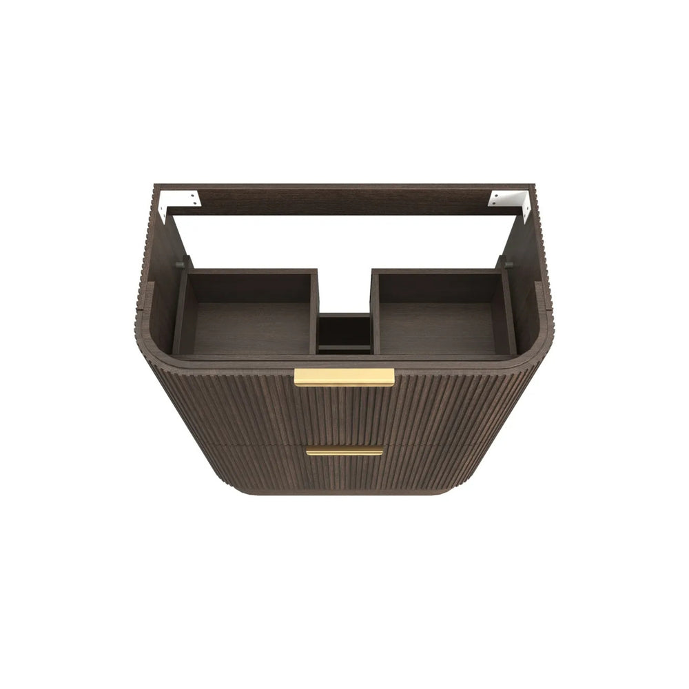 OTTI HAVANA SABLE WALNUT FLUTED 900MM CURVE SINGLE BOWL FLOOR STANDING VANITY