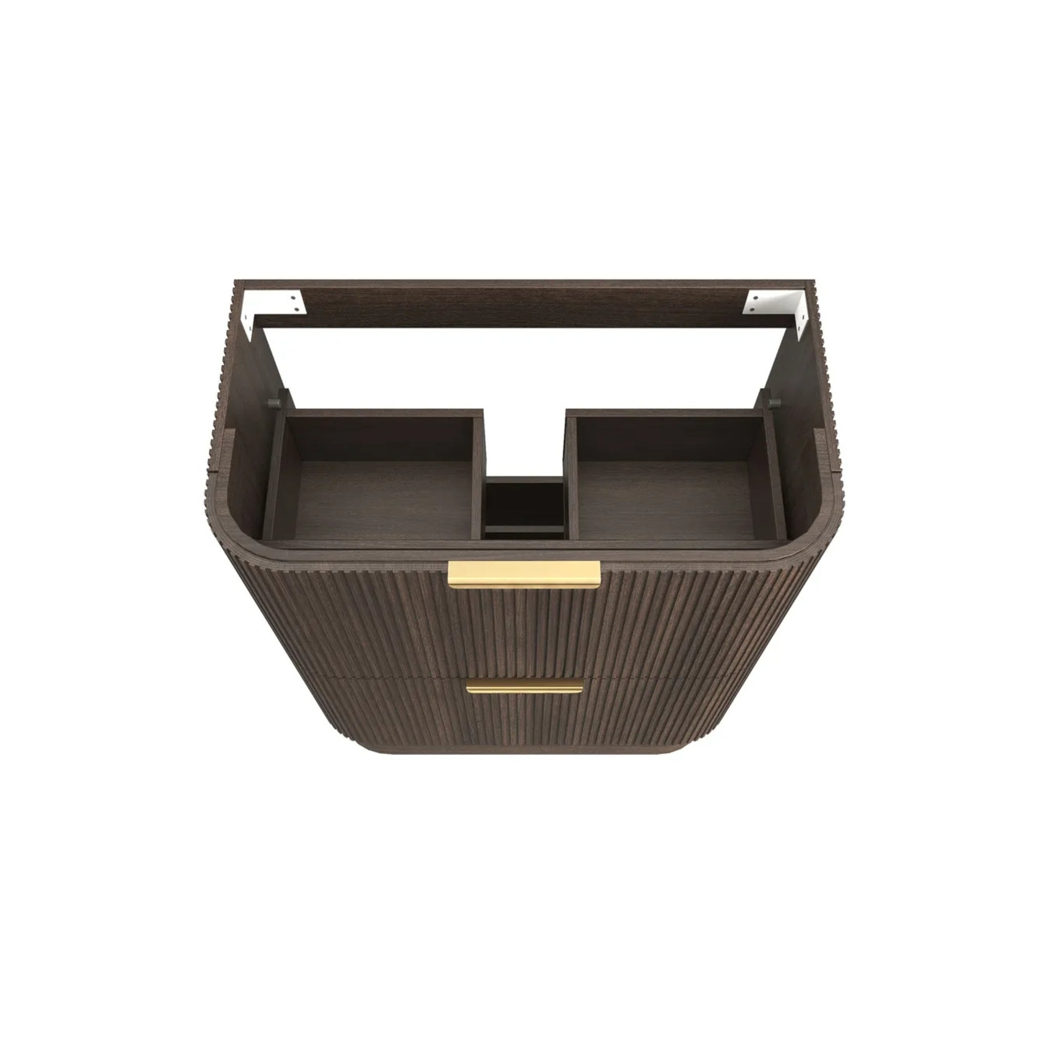 OTTI HAVANA SABLE WALNUT FLUTED 900MM CURVE SINGLE BOWL FLOOR STANDING VANITY