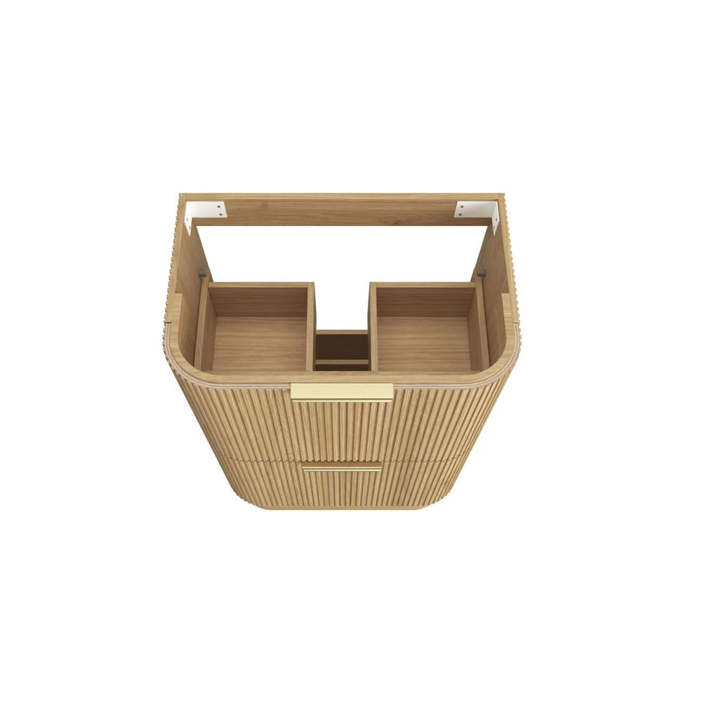 OTTI HAVANA WOODLAND OAK FLUTED 750MM CURVE SINGLE BOWL FLOOR STANDING VANITY