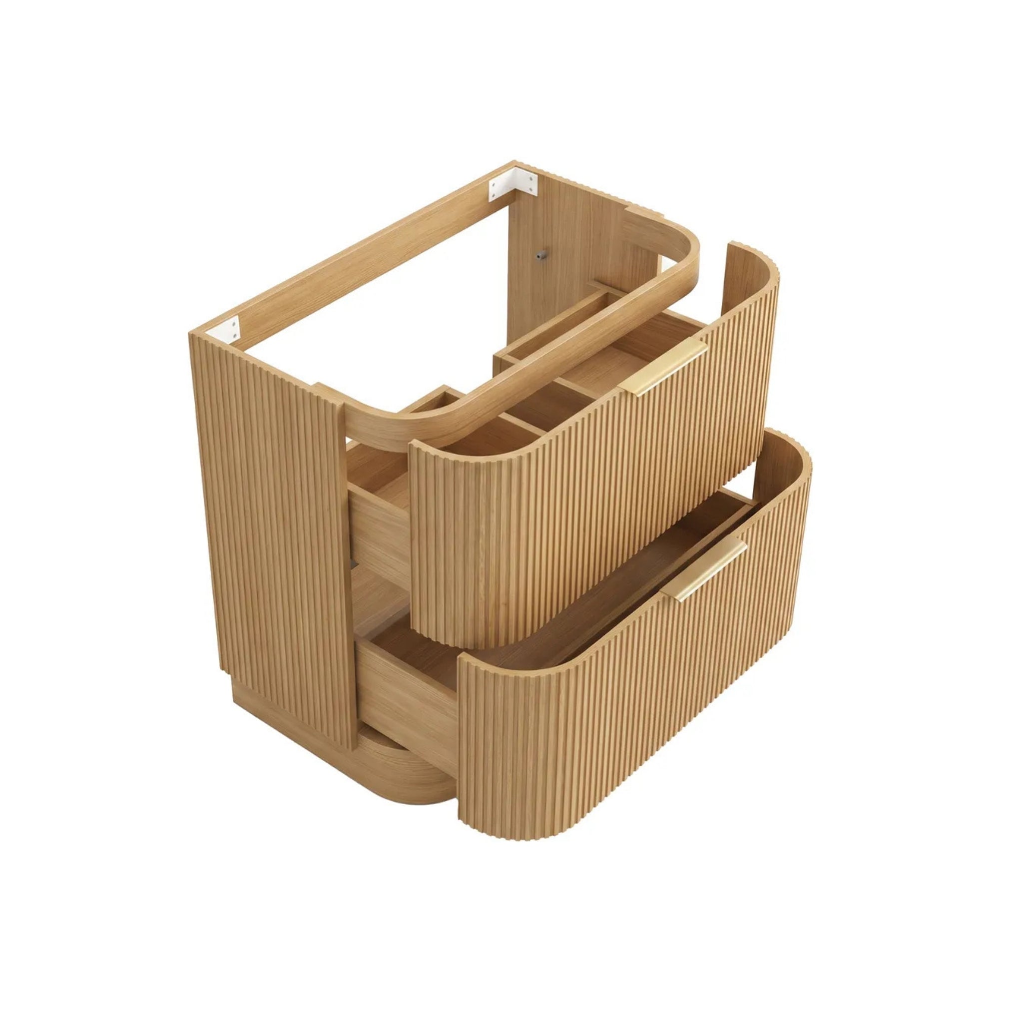 OTTI HAVANA WOODLAND OAK FLUTED 900MM CURVE SINGLE BOWL FLOOR STANDING VANITY