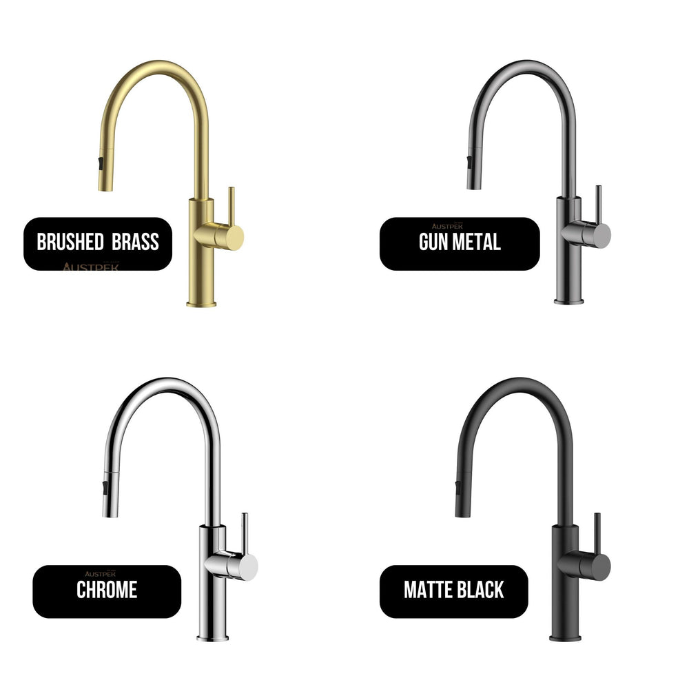 LINSOL HALO PULL OUT SINK MIXER 426MM BRUSHED BRASS