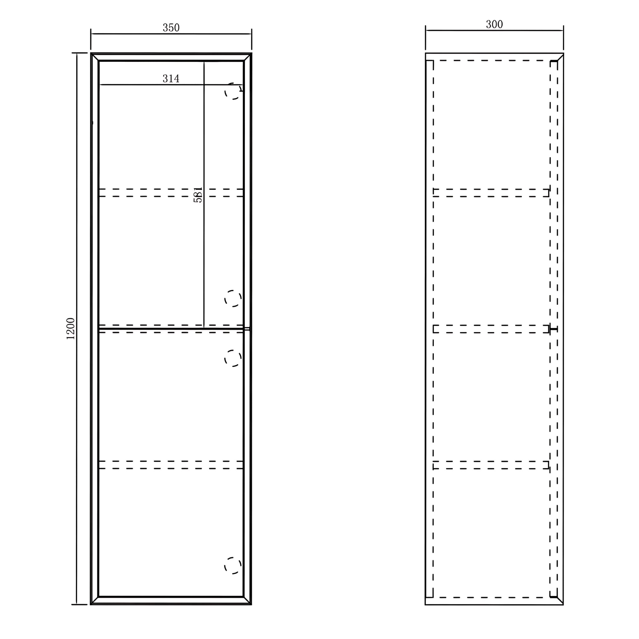 OTTI HAVANA WALL HUNG TALL BOY 350MM X 1200MM SABLE WALNUT