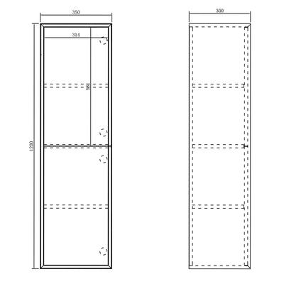 OTTI HAVANA WALL HUNG TALL BOY 350MM X 1200MM SABLE WALNUT