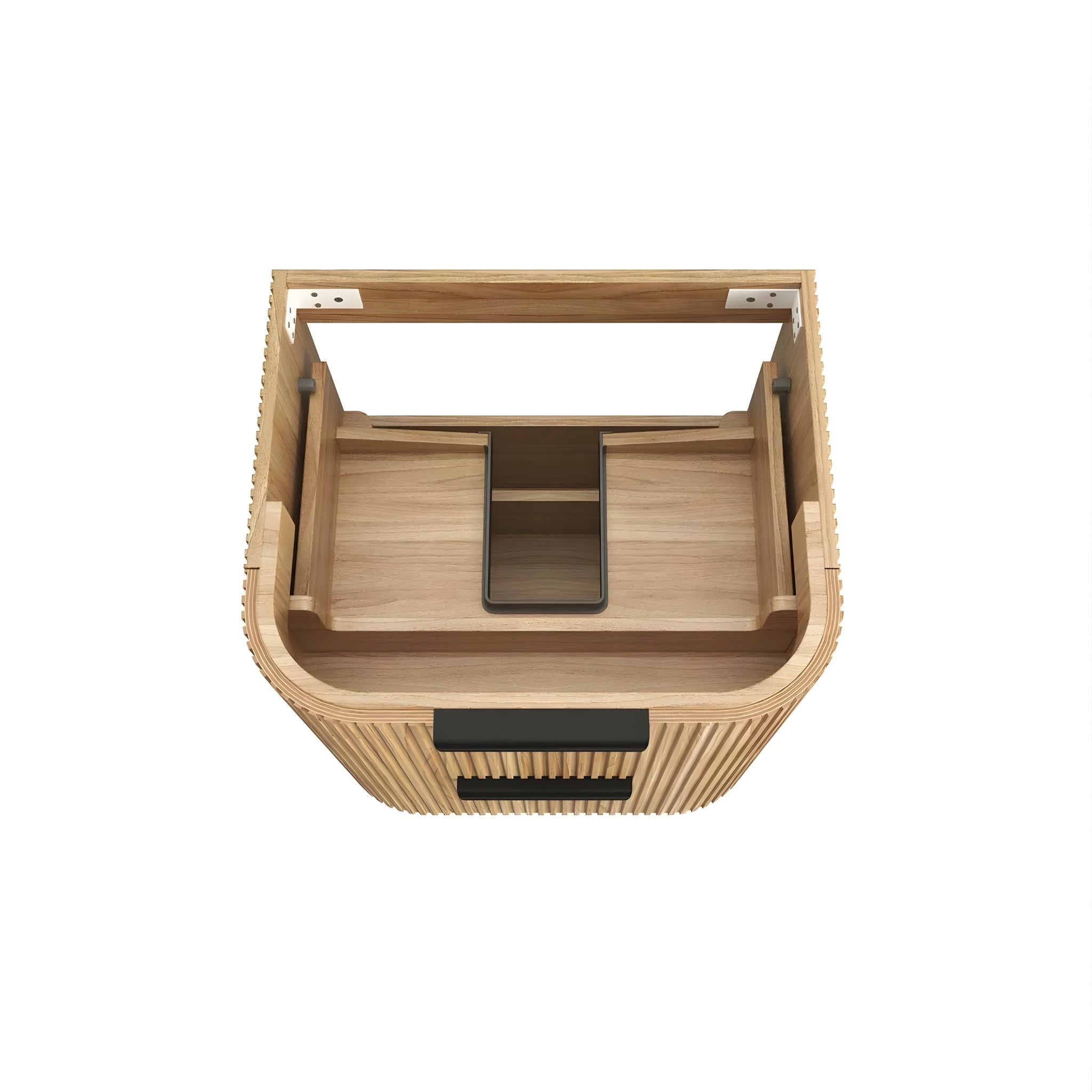 OTTI HAVANA WOODLAND OAK FLUTED 600MM CURVE SINGLE BOWL WALL HUNG VANITY