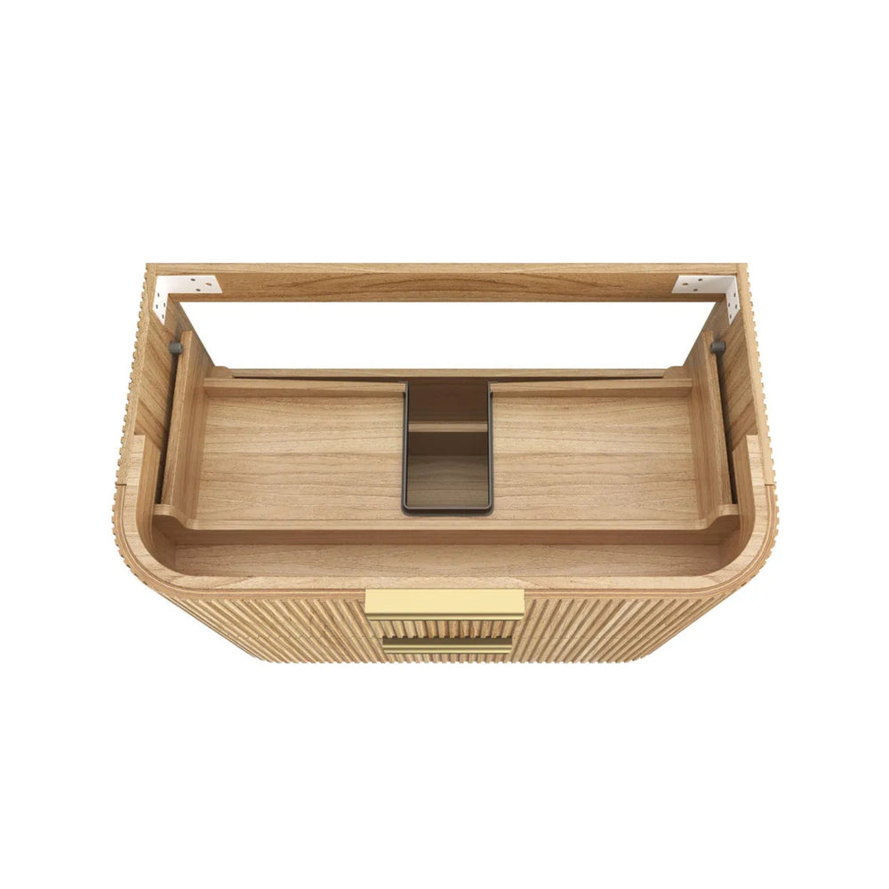 OTTI HAVANA WOODLAND OAK FLUTED 900MM CURVE SINGLE BOWL WALL HUNG VANITY