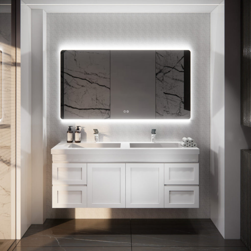 RIVA HAWAII MATTE WHITE 1500MM DOUBLE BOWL WALL HUNG VANITY