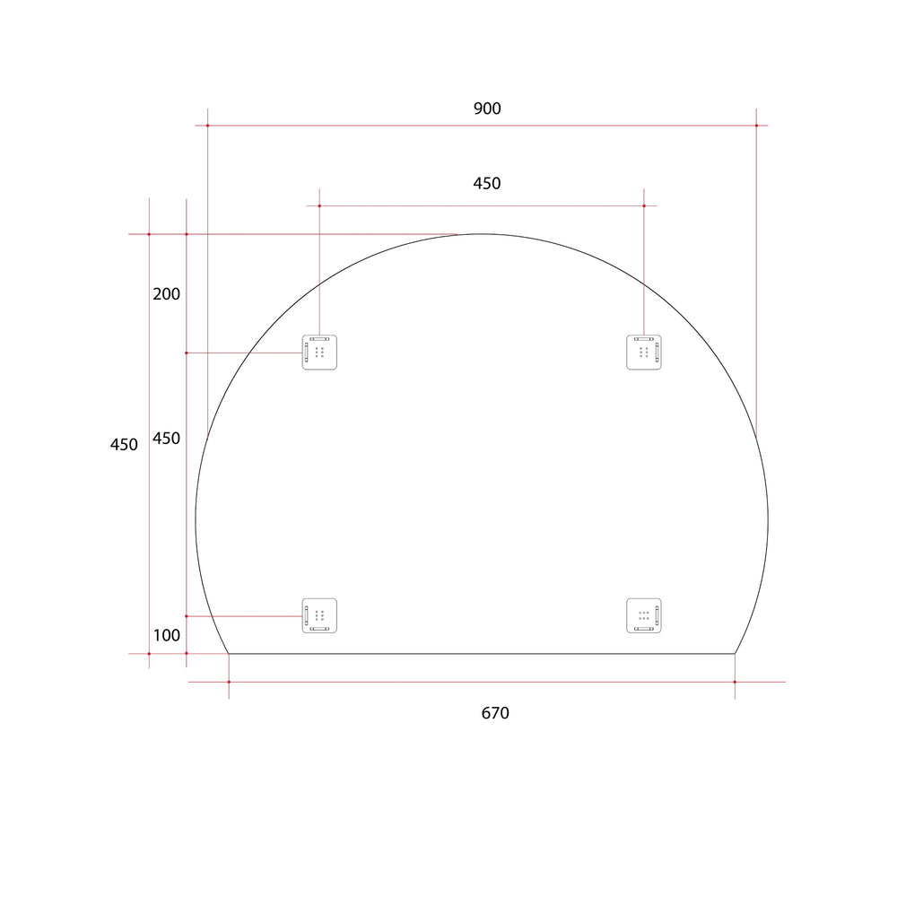 THERMOGROUP ABLAZE STANDARD D-SHAPE POLISHED EDGE HUNG MIRROR WITH DEMISTER 1200X900MM