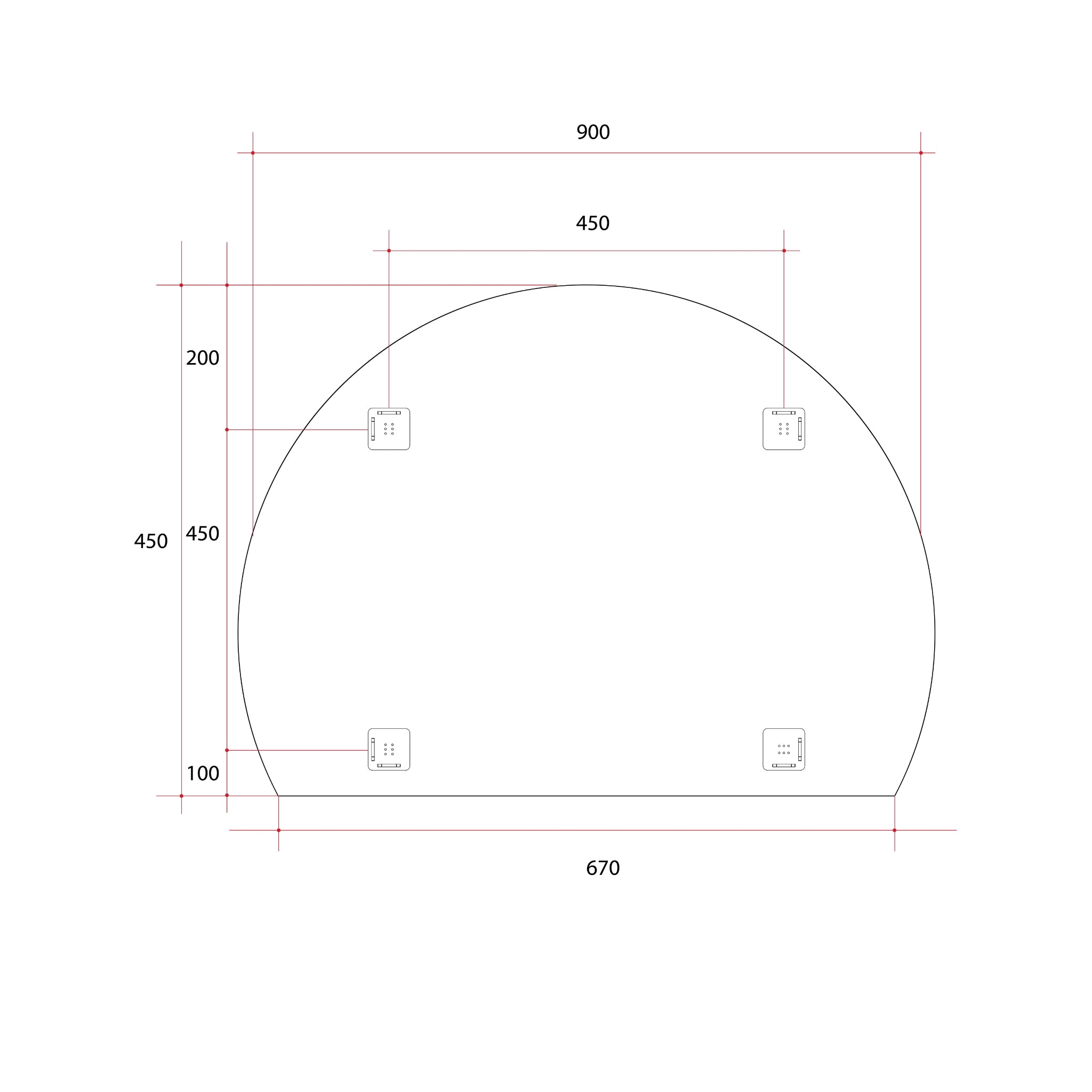 THERMOGROUP ABLAZE STANDARD D-SHAPE POLISHED EDGE HUNG MIRROR WITH DEMISTER 1200X900MM