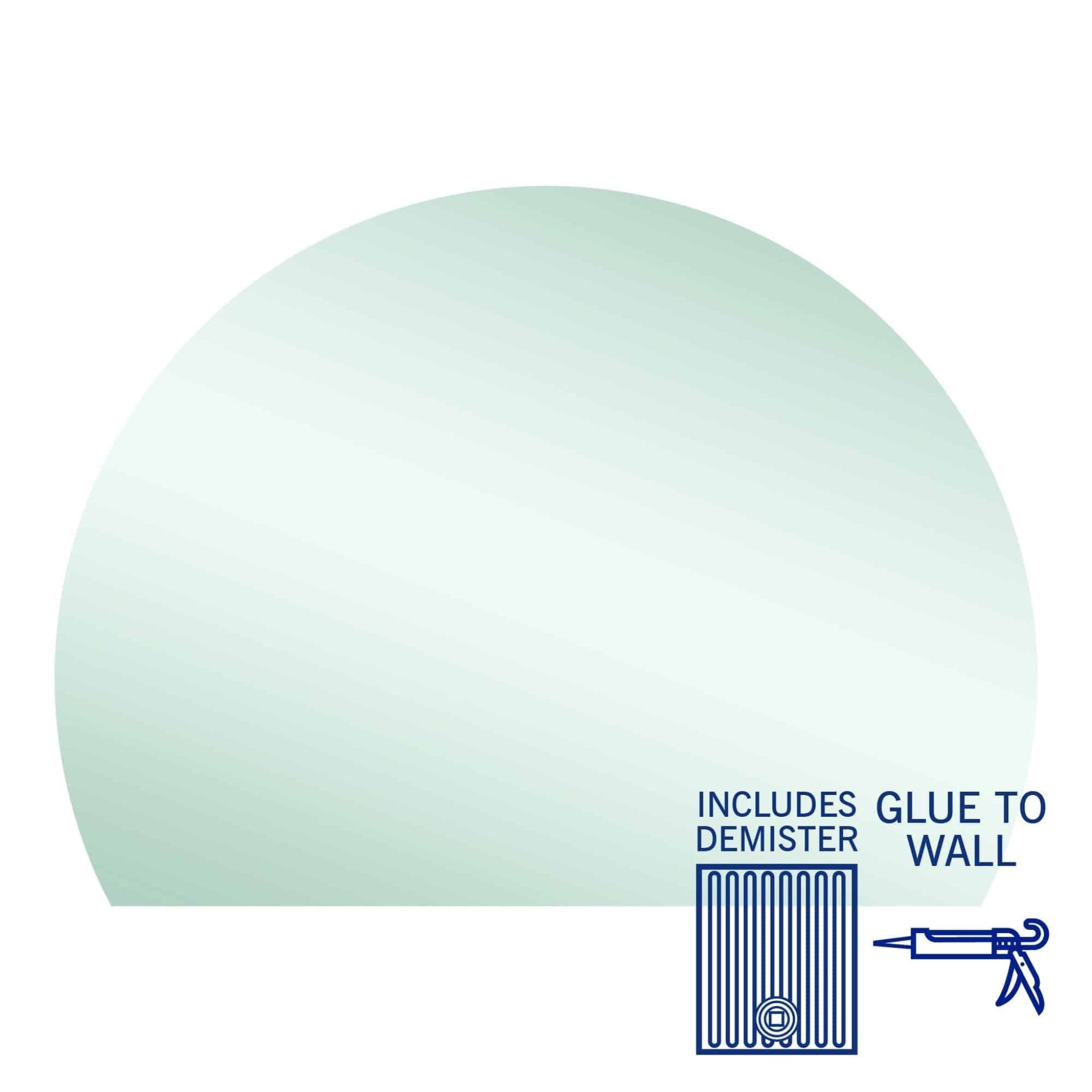 THERMOGROUP ABLAZE STANDARD D-SHAPE POLISHED EDGE GLUE MIRROR WITH DEMISTER 1500MM