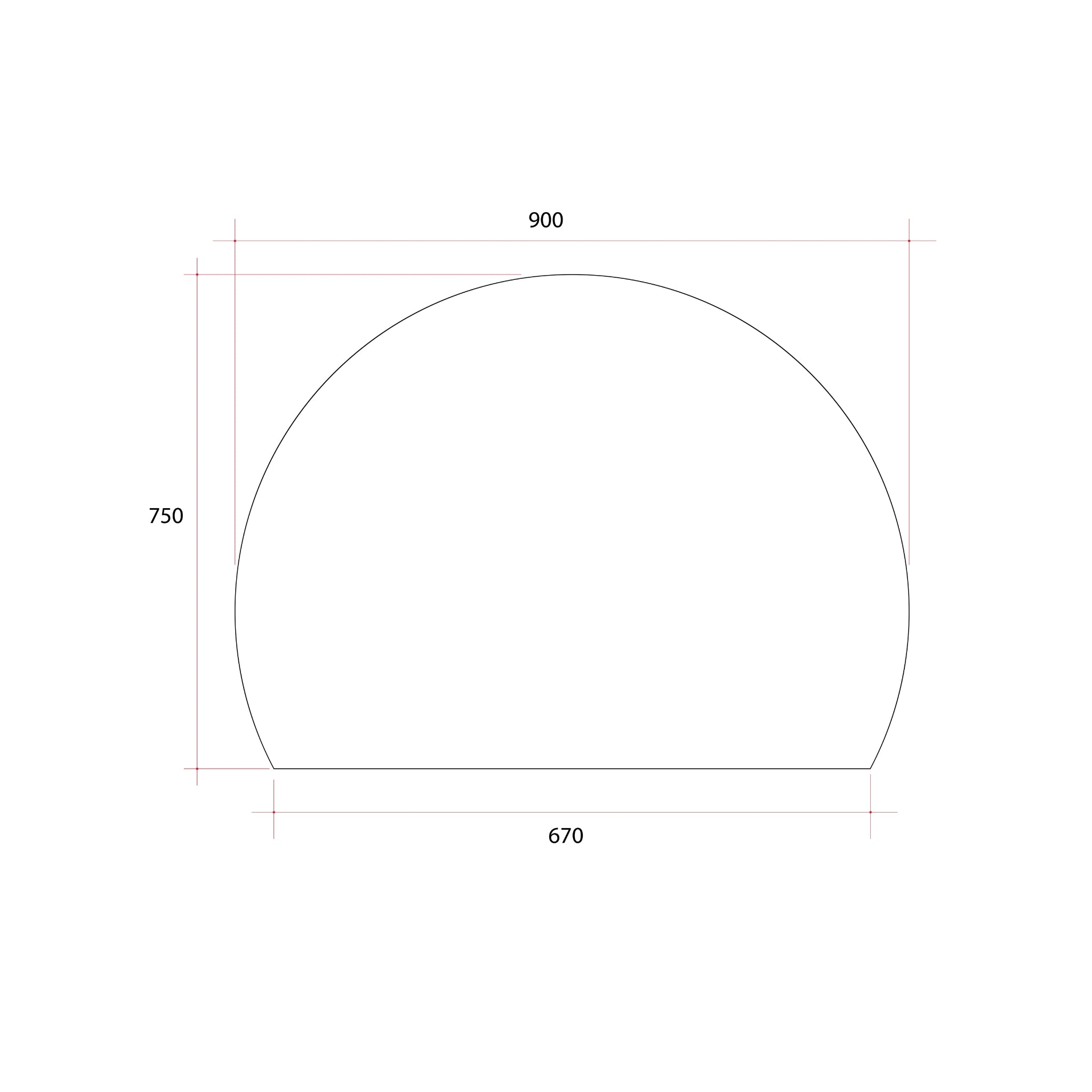 THERMOGROUP ABLAZE STANDARD D-SHAPE POLISHED EDGE GLUE MIRROR 900MM