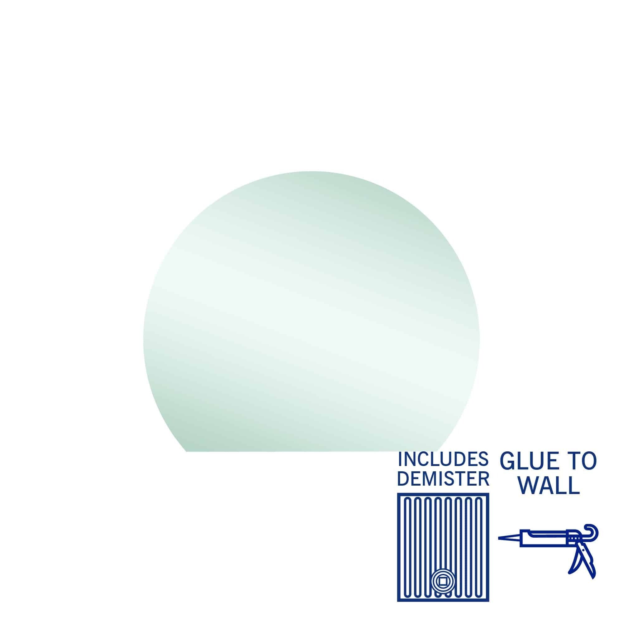 THERMOGROUP ABLAZE STANDARD D-SHAPE POLISHED EDGE GLUE MIRROR WITH DEMISTER 900MM