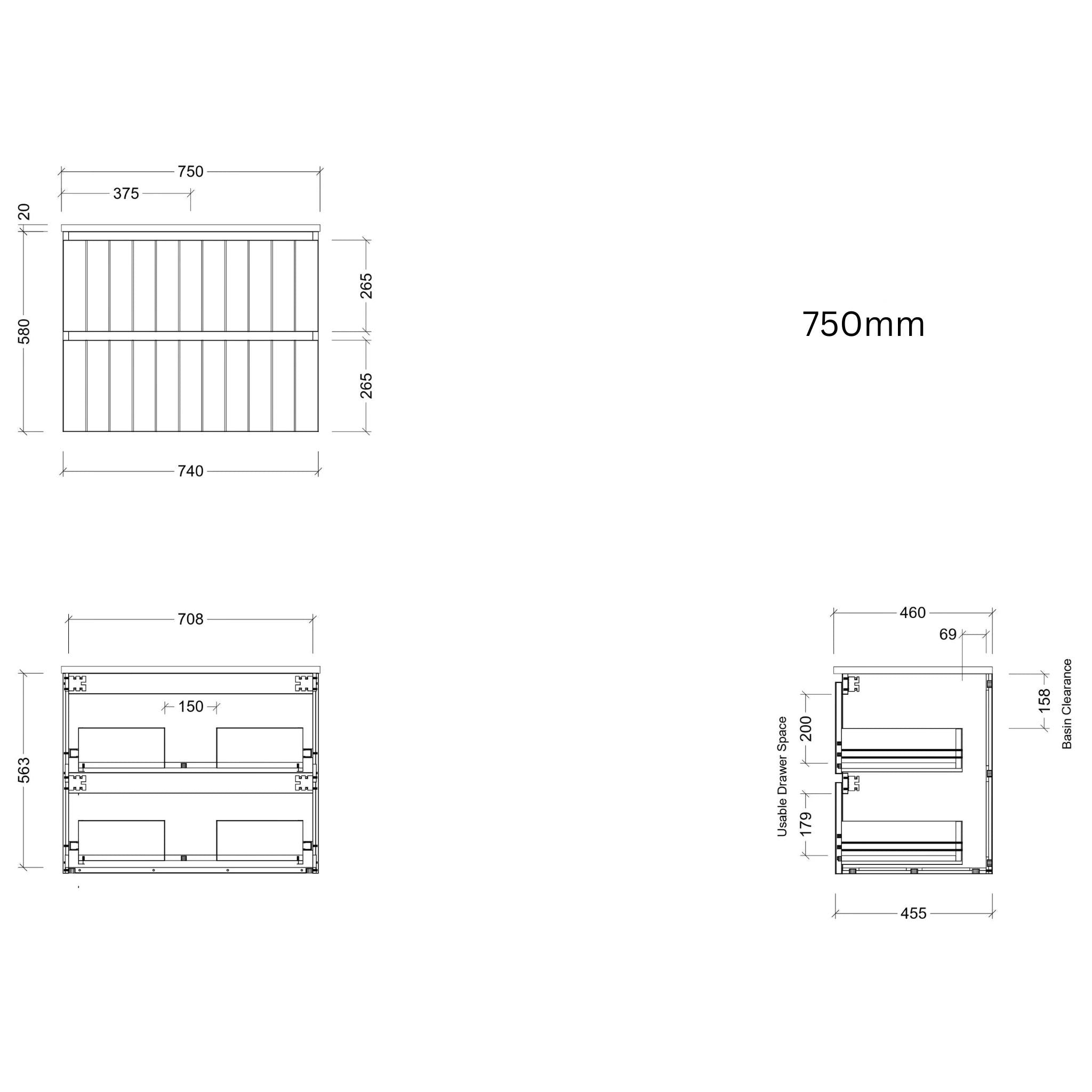 TIMBERLINE HENLEY CUSTOM WALL HUNG VANITY (ALL SIZING)