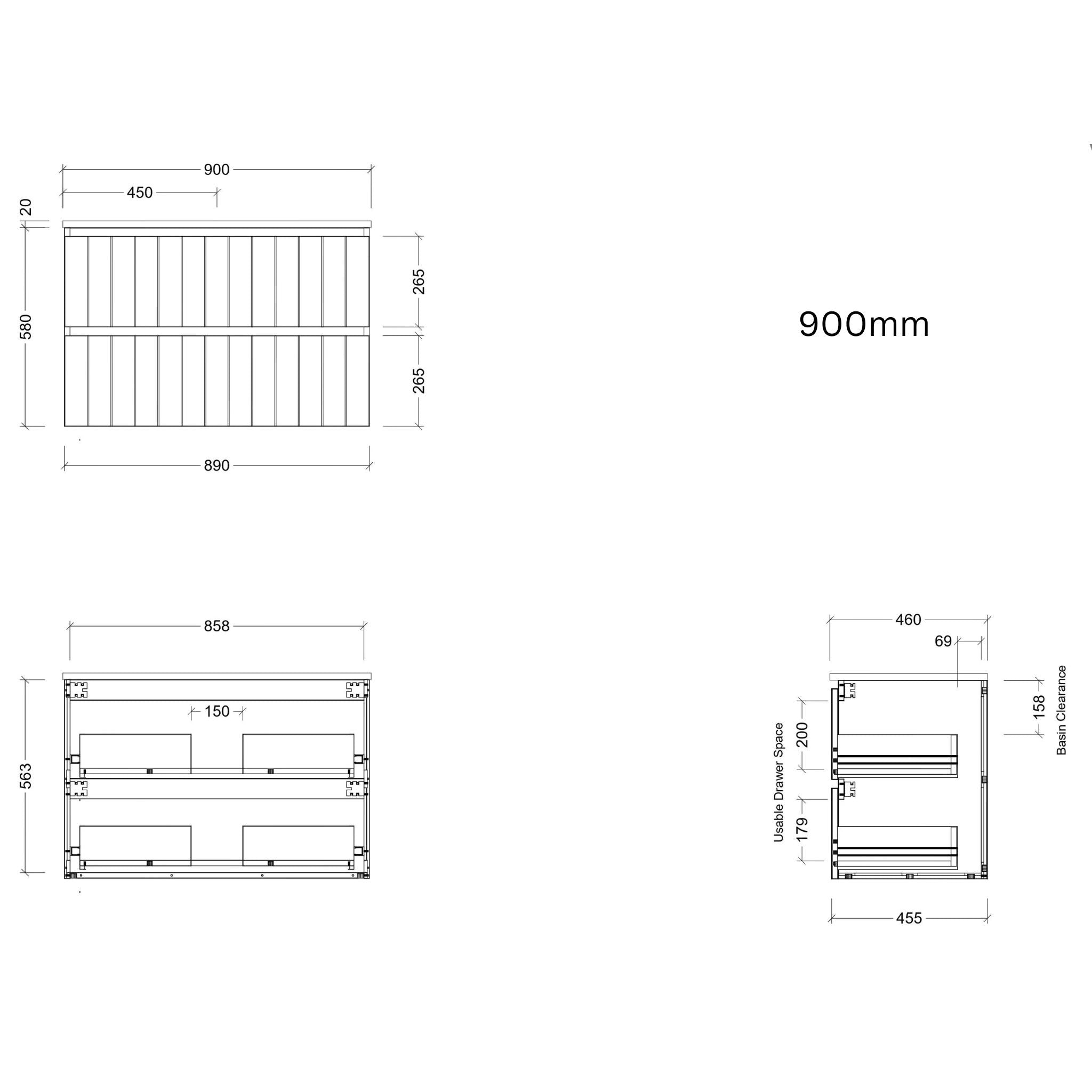 TIMBERLINE HENLEY CUSTOM WALL HUNG VANITY (ALL SIZING)
