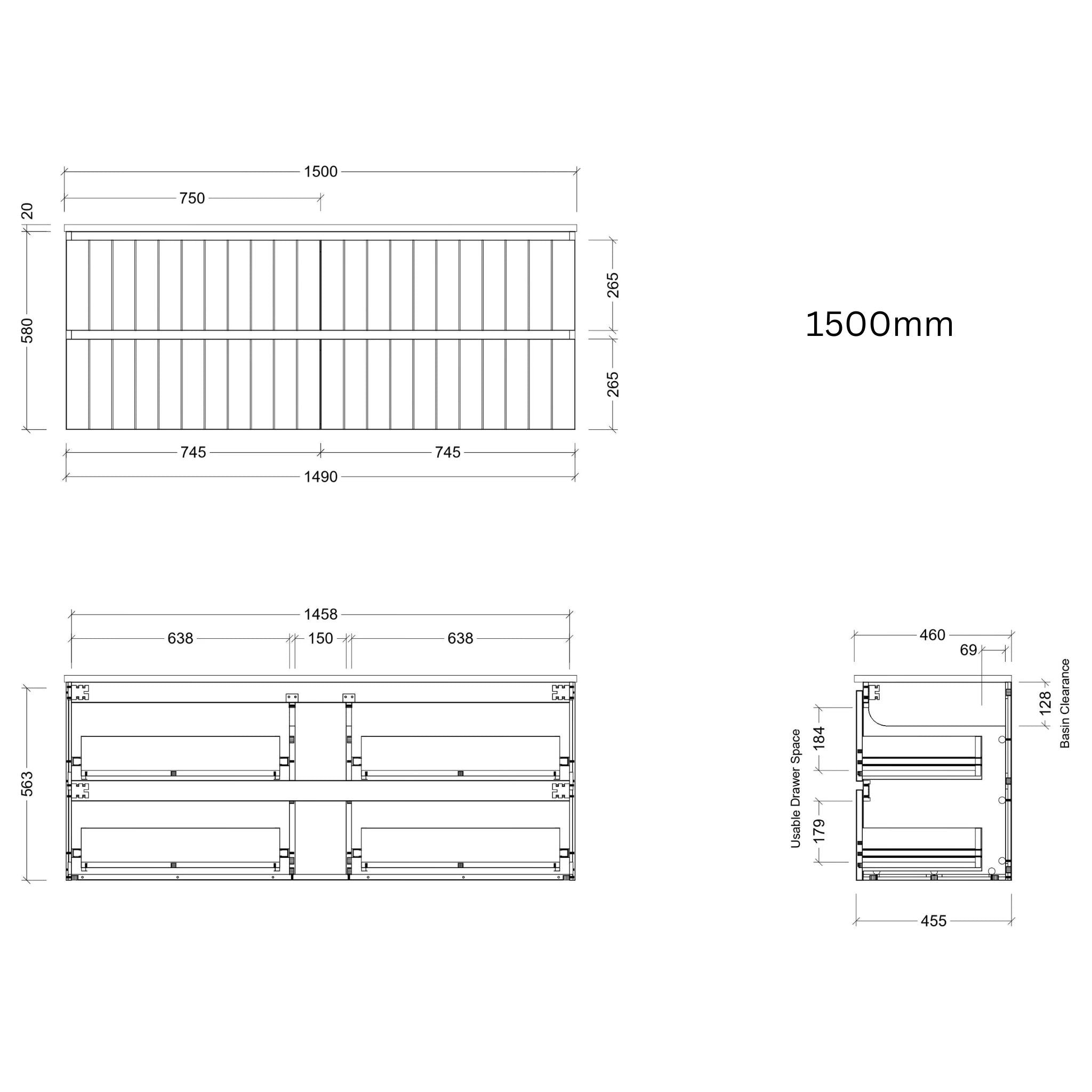 TIMBERLINE HENLEY CUSTOM WALL HUNG VANITY (ALL SIZING)